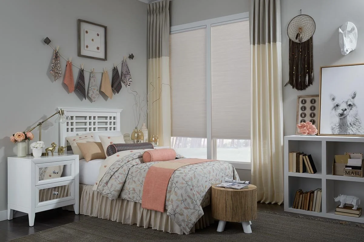 bedroom shade with drapery