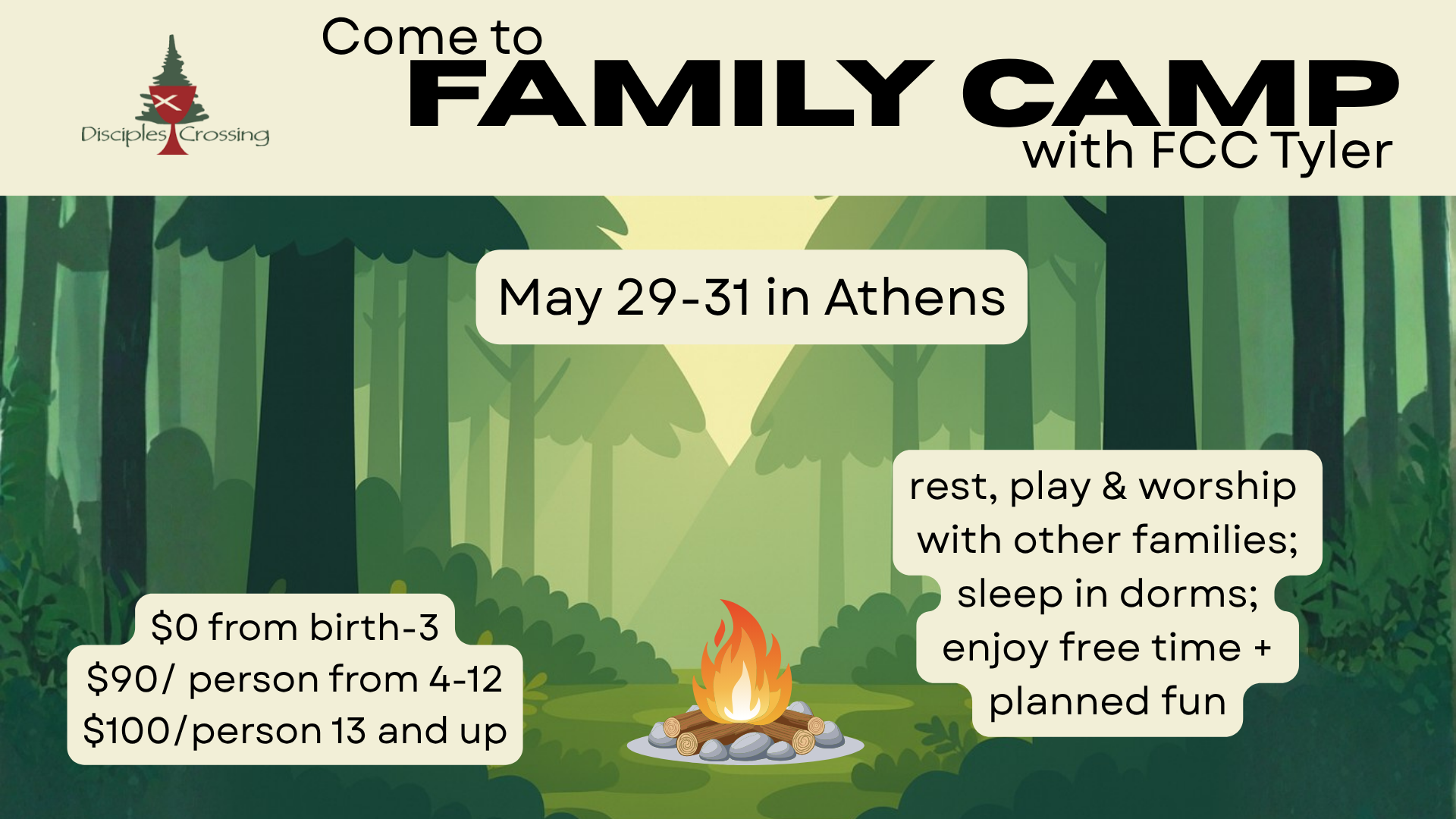 "FAMILY CAMP" AT DISCIPLES CROSSING IN ATHENS