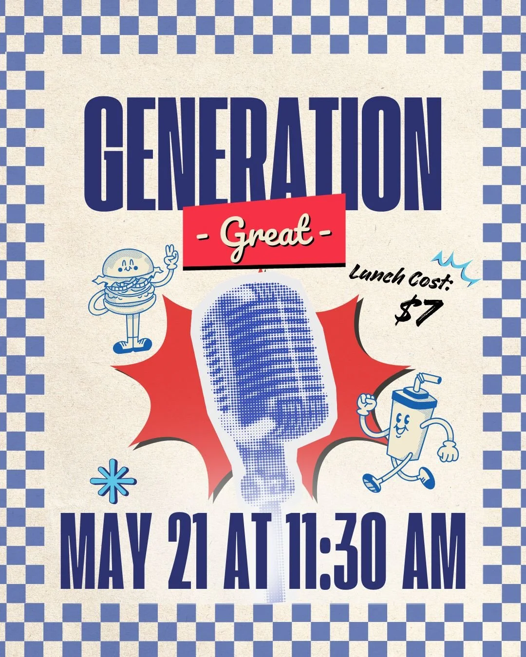 Our 55+ friends are invited to this month&rsquo;s Generation Great featuring special guest Texas Ranger Nick Castle! Join us May 21 at 11:30 a.m. in Disciples Hall for lunch, fellowship, and a great presentation. Lunch is $7.