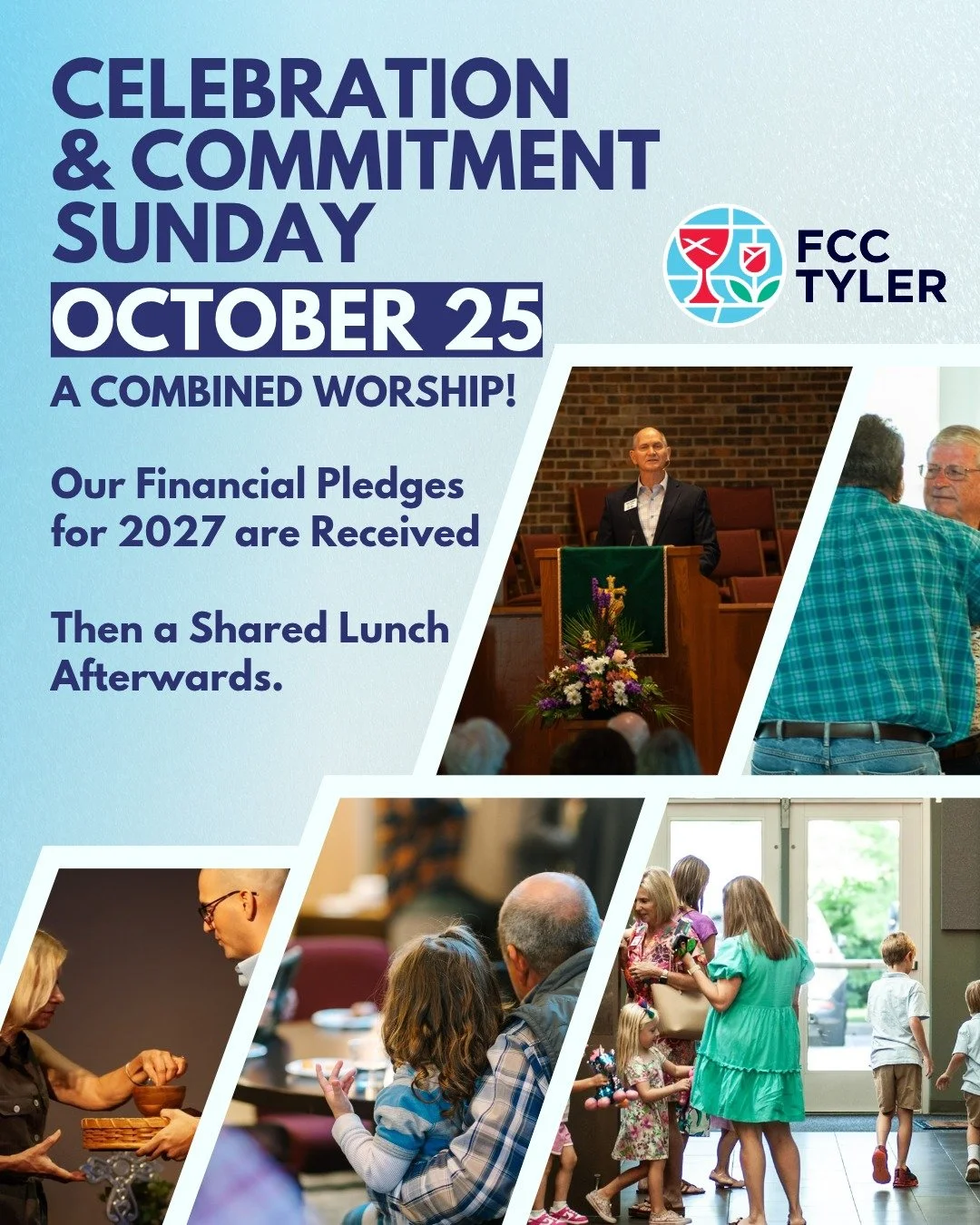 ⛪Celebration &amp; Commitment Sunday is this Sunday! 
🙌We&rsquo;re looking forward to coming together for a special combined worship service in Disciples Hall! It will be a meaningful time to celebrate our life together as a church family, reflect o