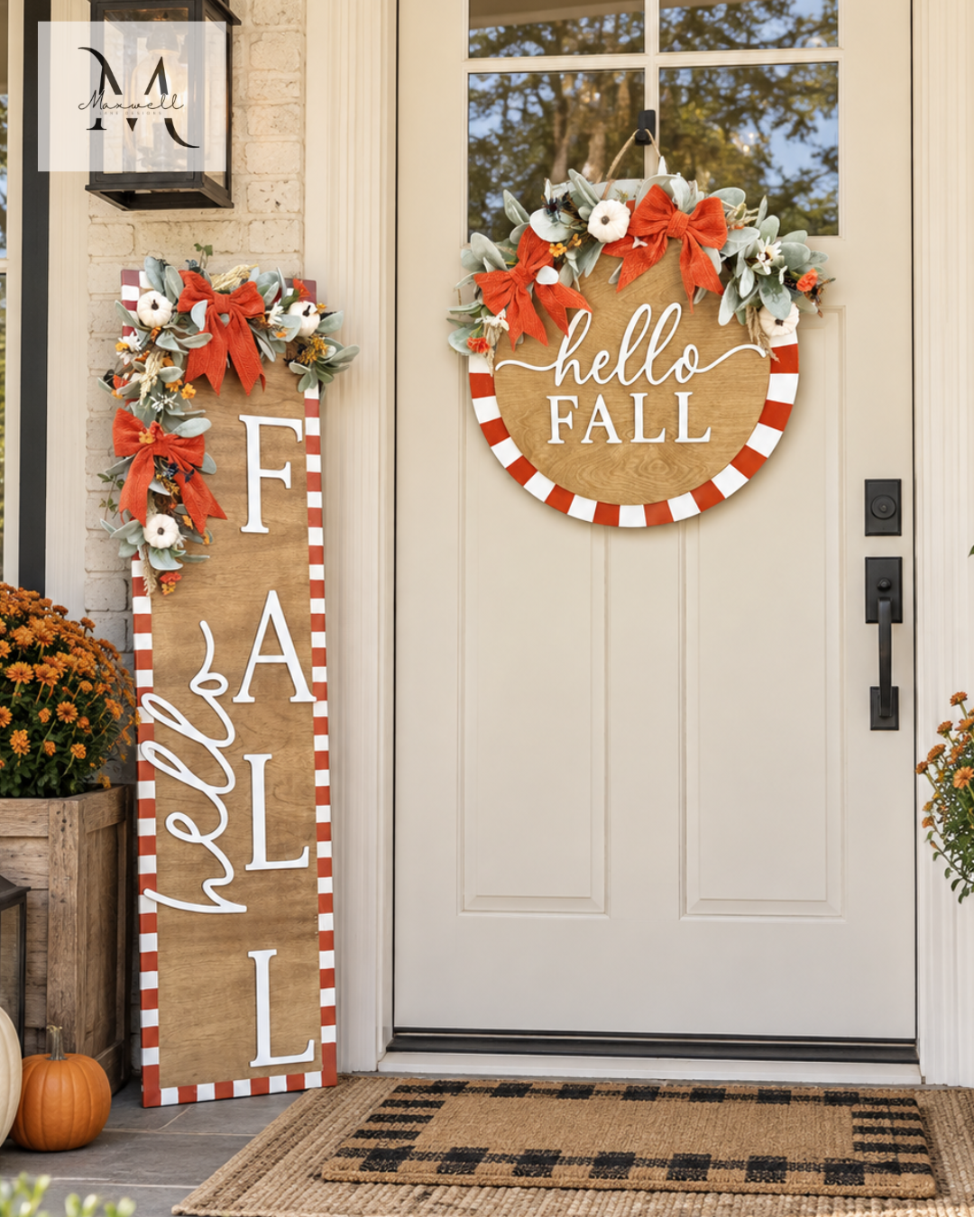 Harvest Hello Fall Porch Leaner and Door Hanger