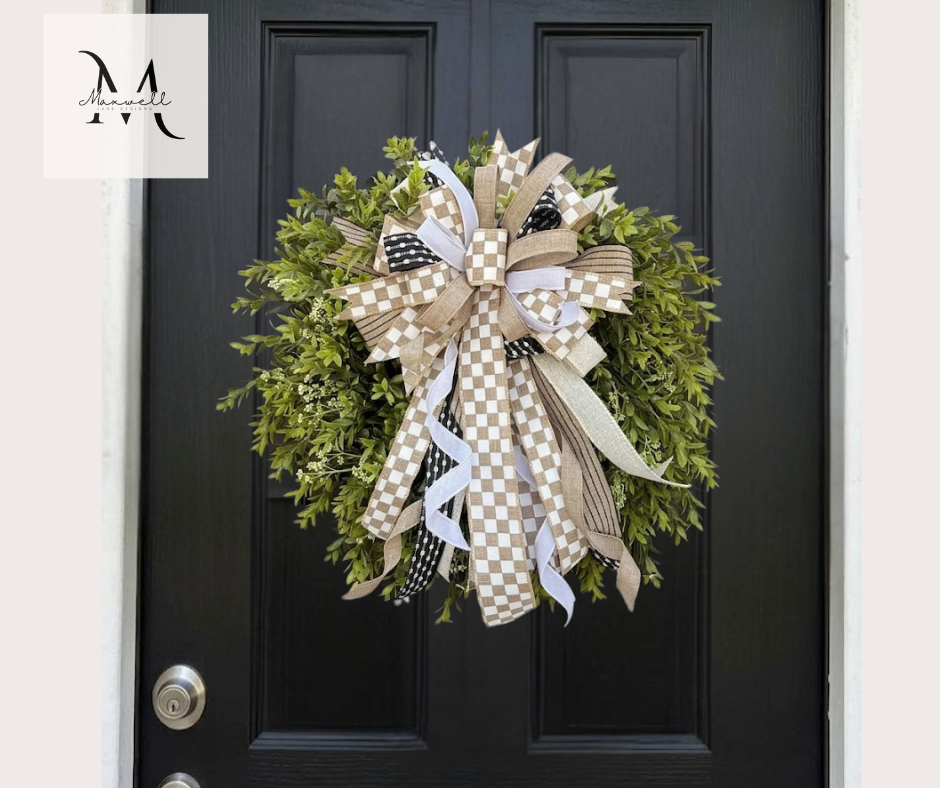 Rustic Elegance Boxwood Wreath & Designer Bow