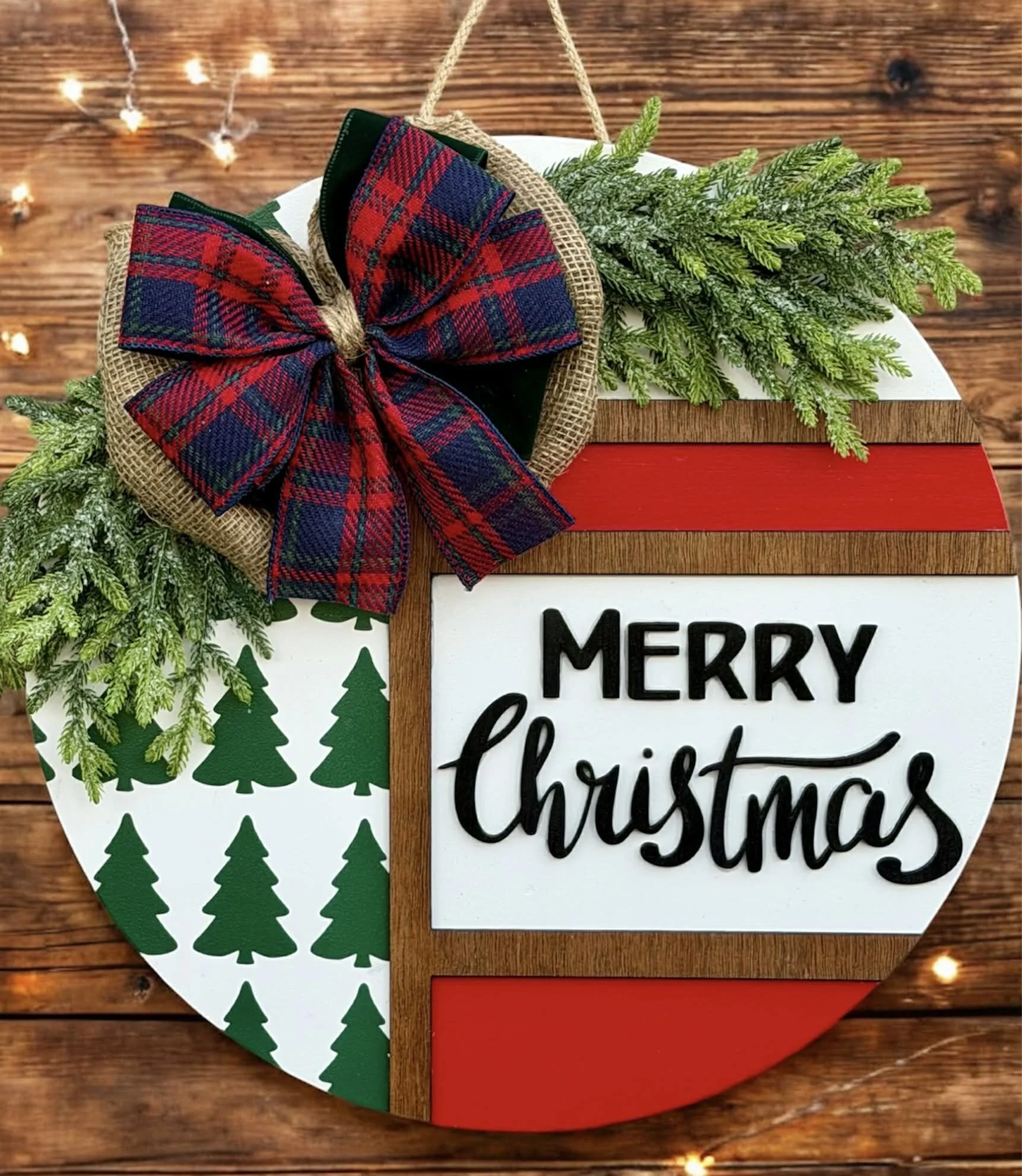 Merry Christmas Layered Door Hanger Wood Cut Out!