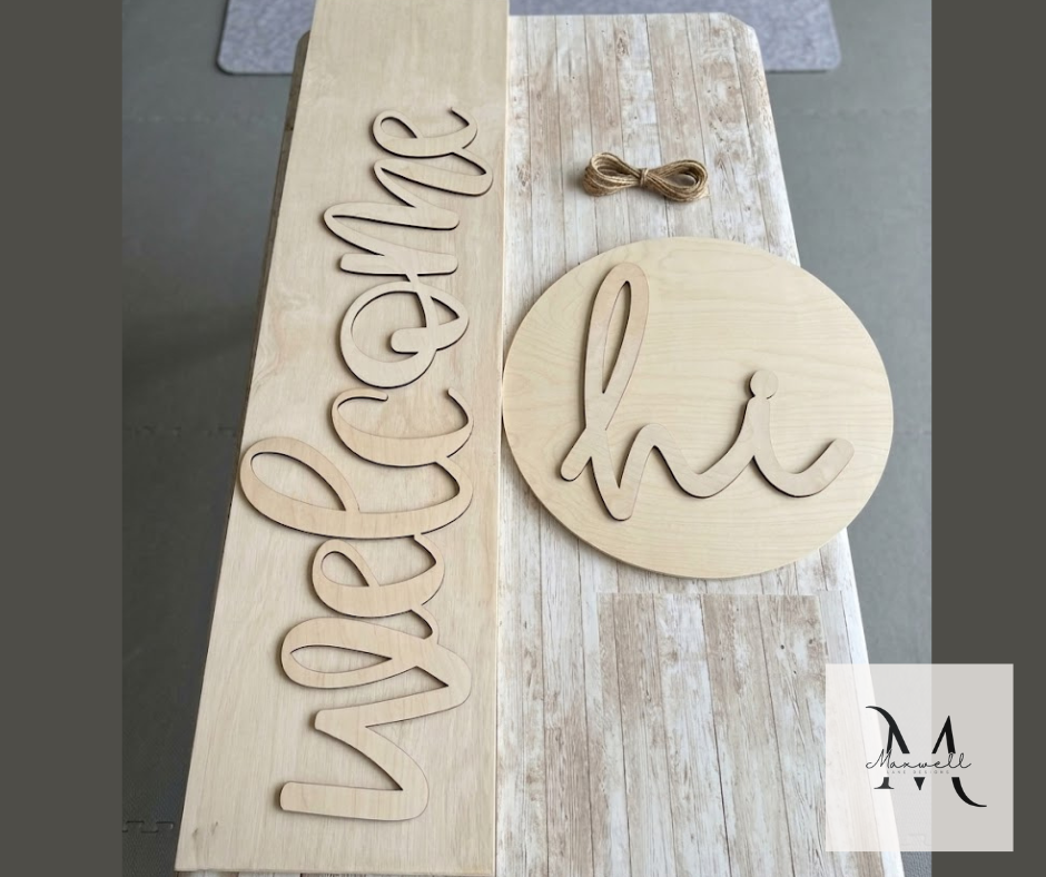 The "Fresh Picked" Collection (Welcome Leaner, and Hi Door Hanger) Birch-Wood Cutouts*