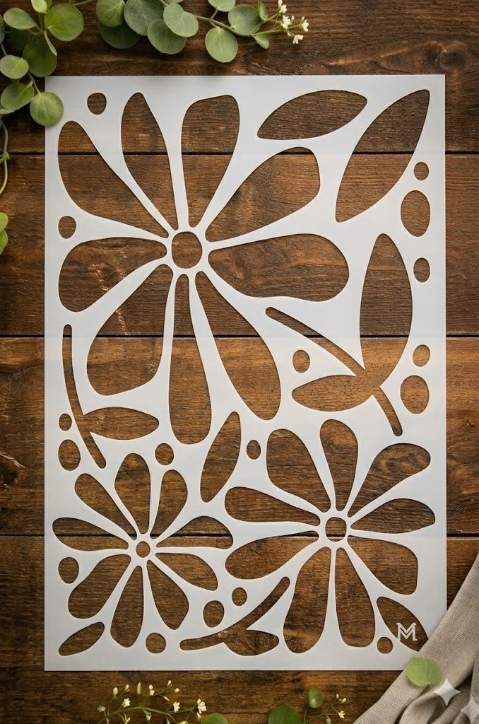 The Retro Meadow Flow Stencil