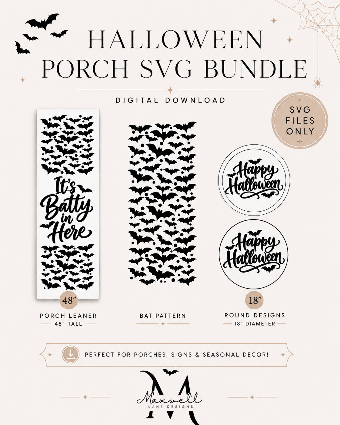 It’s Batty in Here- Happy Halloween Porch Set-SVG FILE ONLY