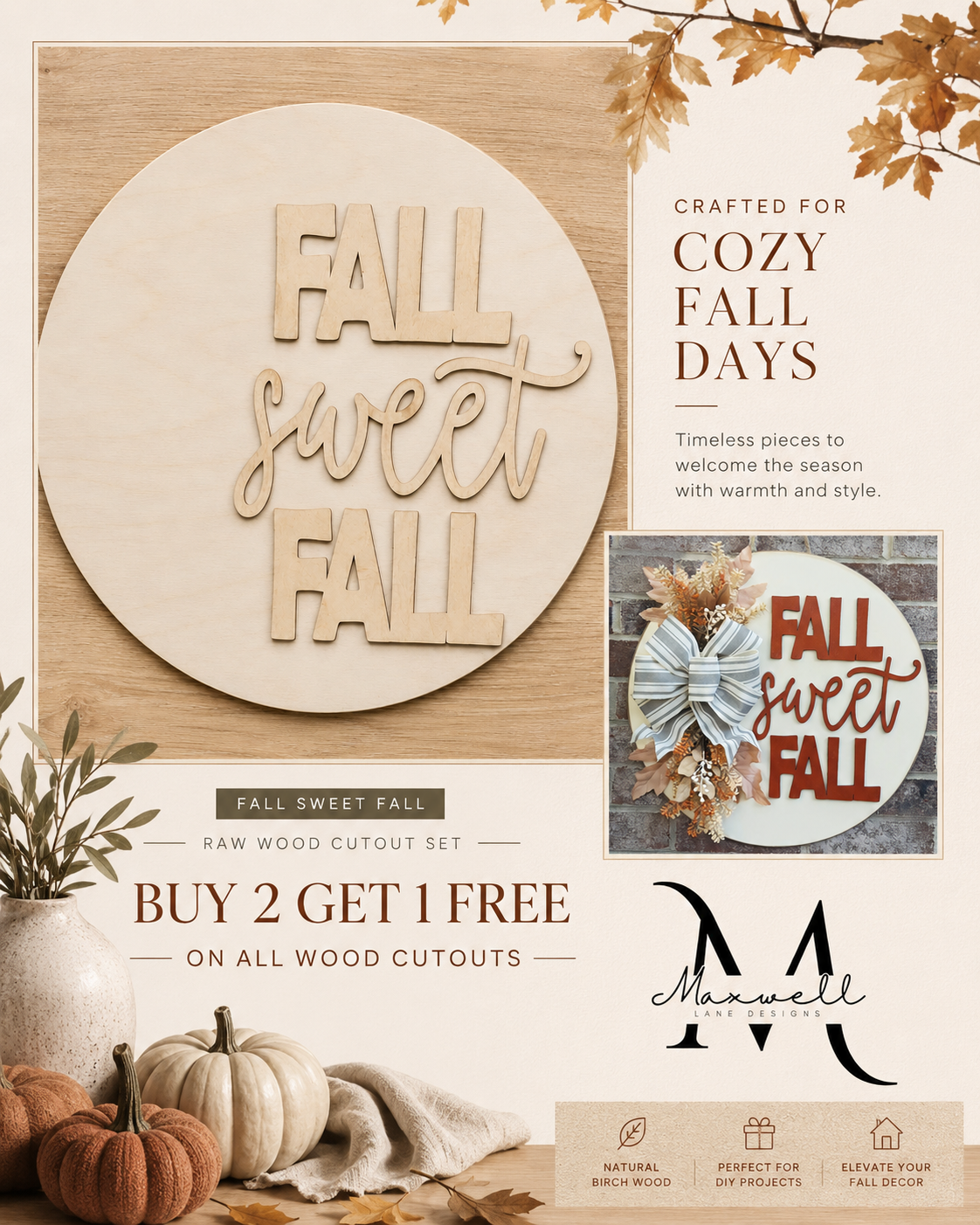 Fall Sweet Fall– Door Hanger Wood Cutout