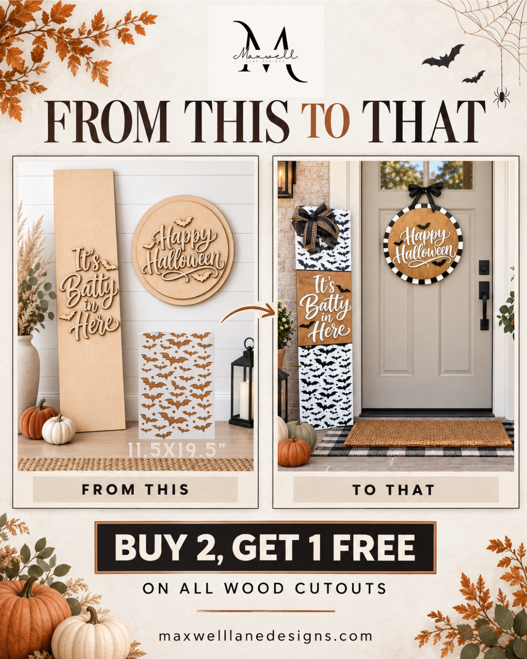 It’s Batty in Here + Happy Halloween Wood Cutouts