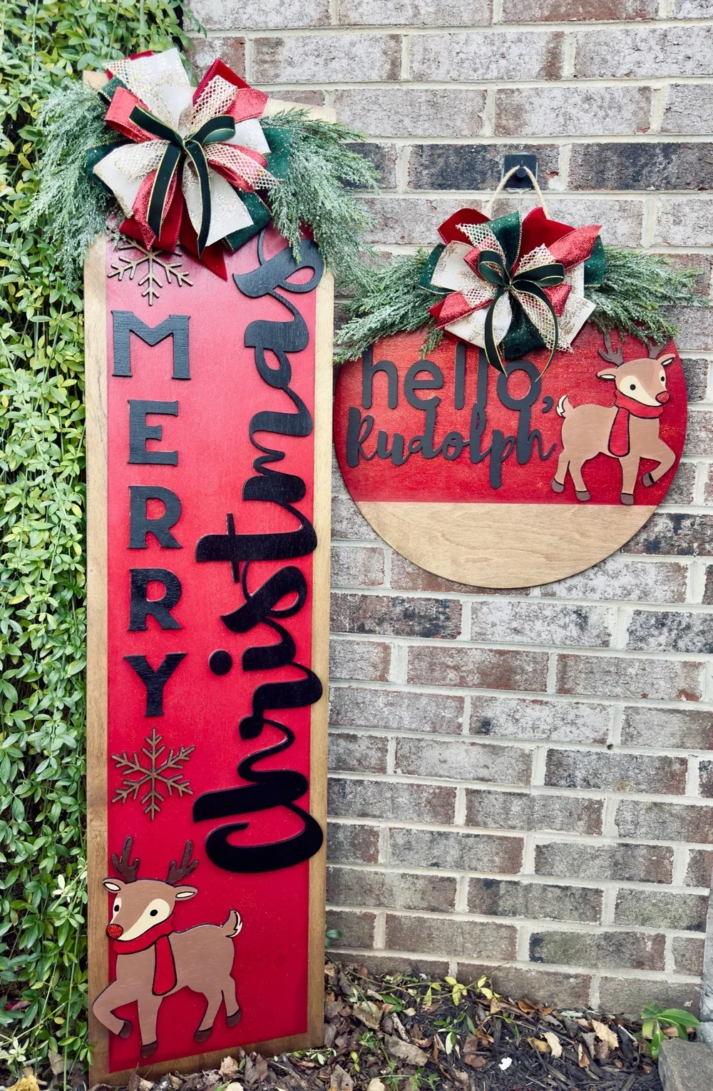 Merry Christmas & Hello Rudolph Wood Cutout's