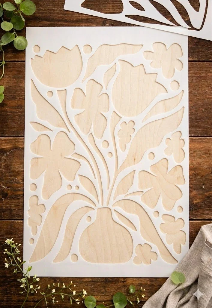 The Modern Folk Floral Vase Stencil