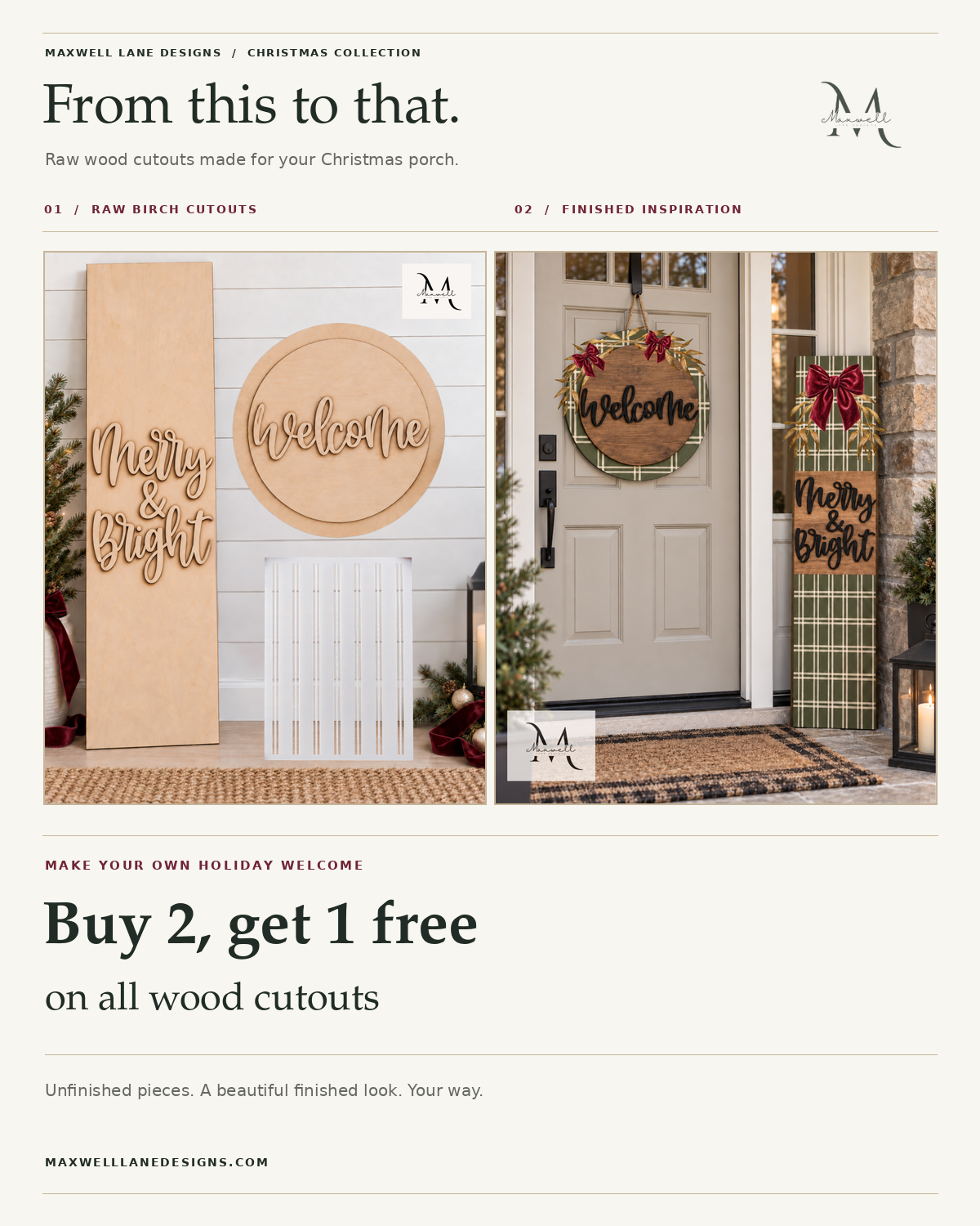 Merry & Bright Christmas Porch Set Wood Cutout Kit