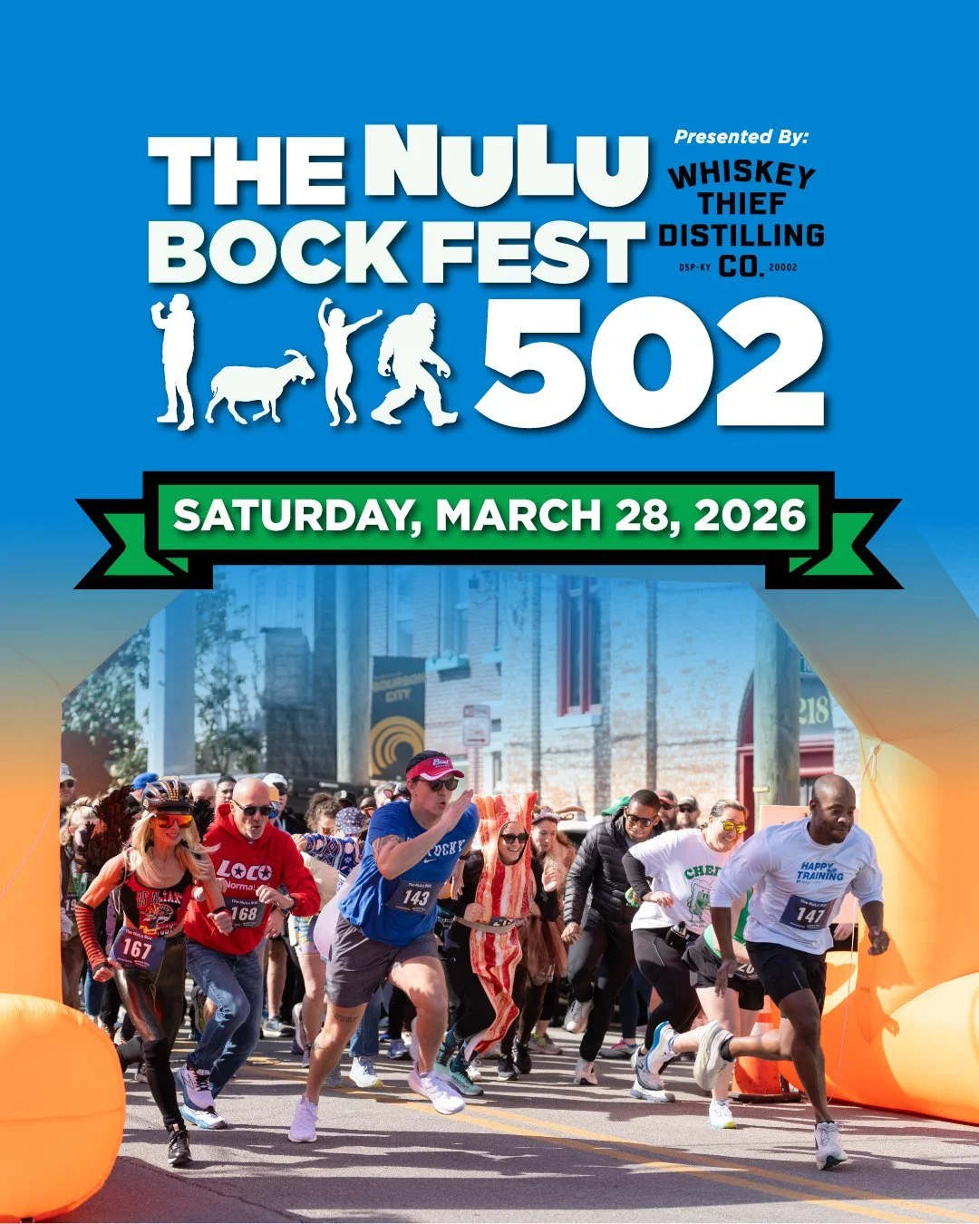 Text your fastest friend. Text your slowest friend. Text the one who says they&rsquo;re &ldquo;not really a runner&rdquo; but is really a beer drinker. 🍺🐐 Registration for the NuLu 502 is open at the Bock Fest link in our bio! 

Just 502 feet stand
