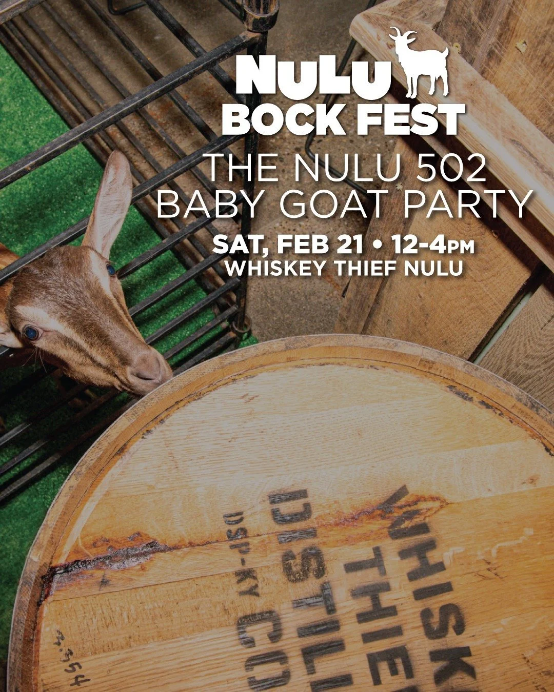 🐐 Baby goats. 🍹 Goat cocktails. 🔥 S&rsquo;mores. 🎶 Live jams. YOU.

Kick off Bock Fest season this Saturday, February 21st, from 12&ndash;4pm at @whiskeythiefdistilling in NuLu. 

PLUS: register for the NuLu 502, a 502-ft &ldquo;micro marathon&rd