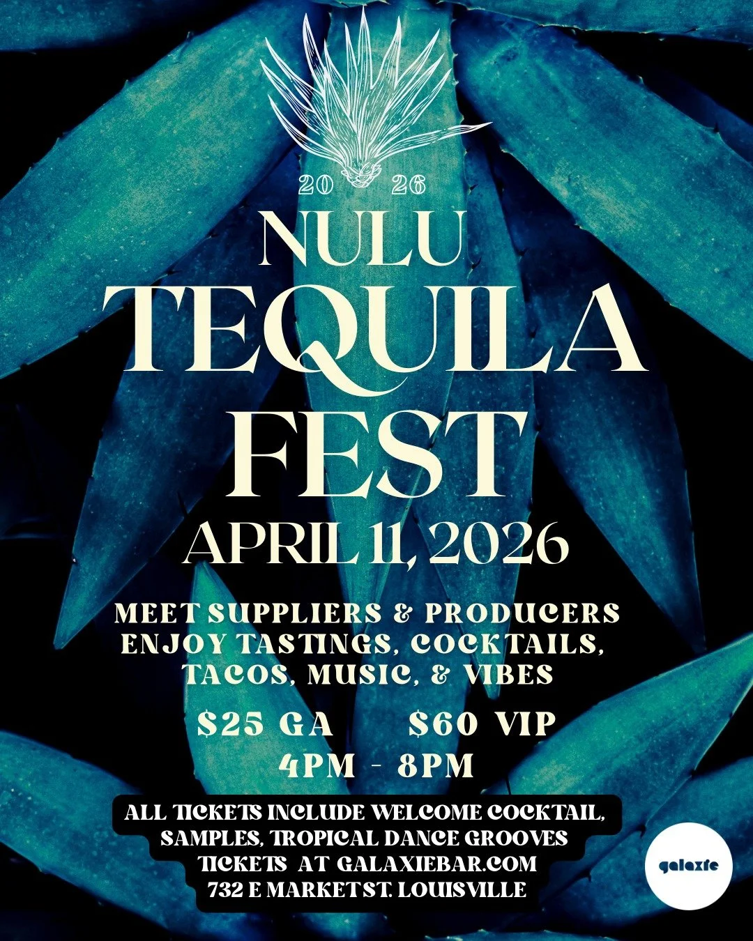@galaxiebar is hosting their annual NuLu Tequila Fest  this Saturday, April 11, 3-7:30PM! 🍹🌵 Sip your way through a curated lineup of bold, smoky, spicy, and ultra-smooth tequilas from across Mexico, plus tacos, vinyl vibes, and live sets from DJ M
