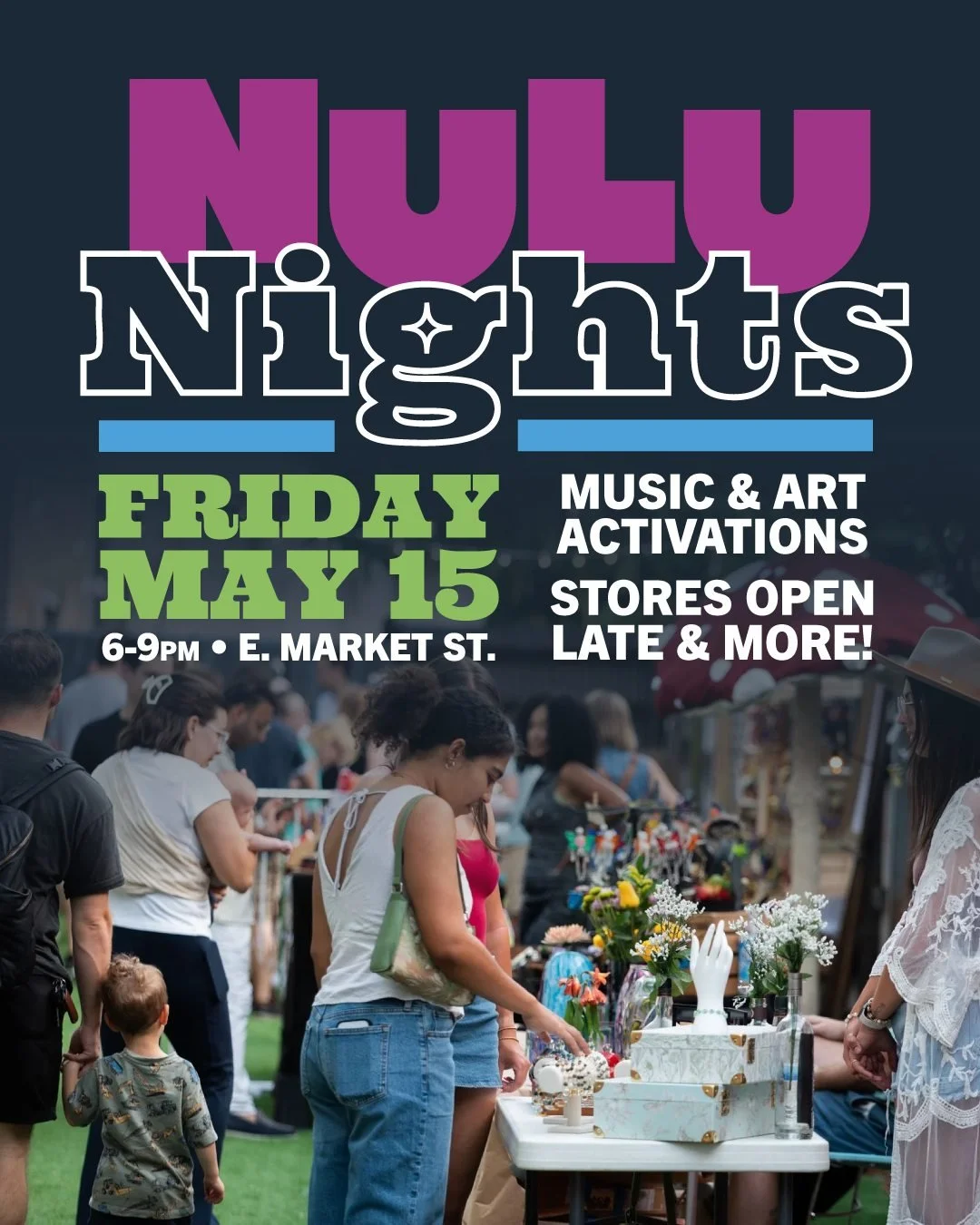 Who's ready for another NuLu Nights? 🌛✨ Join us on Friday, May 15 from 6 to 9 PM when NuLu shops, galleries and businesses will be open late with special experiences and can&rsquo;t-miss offerings. Enjoy one-night-only activations taking place on Nu