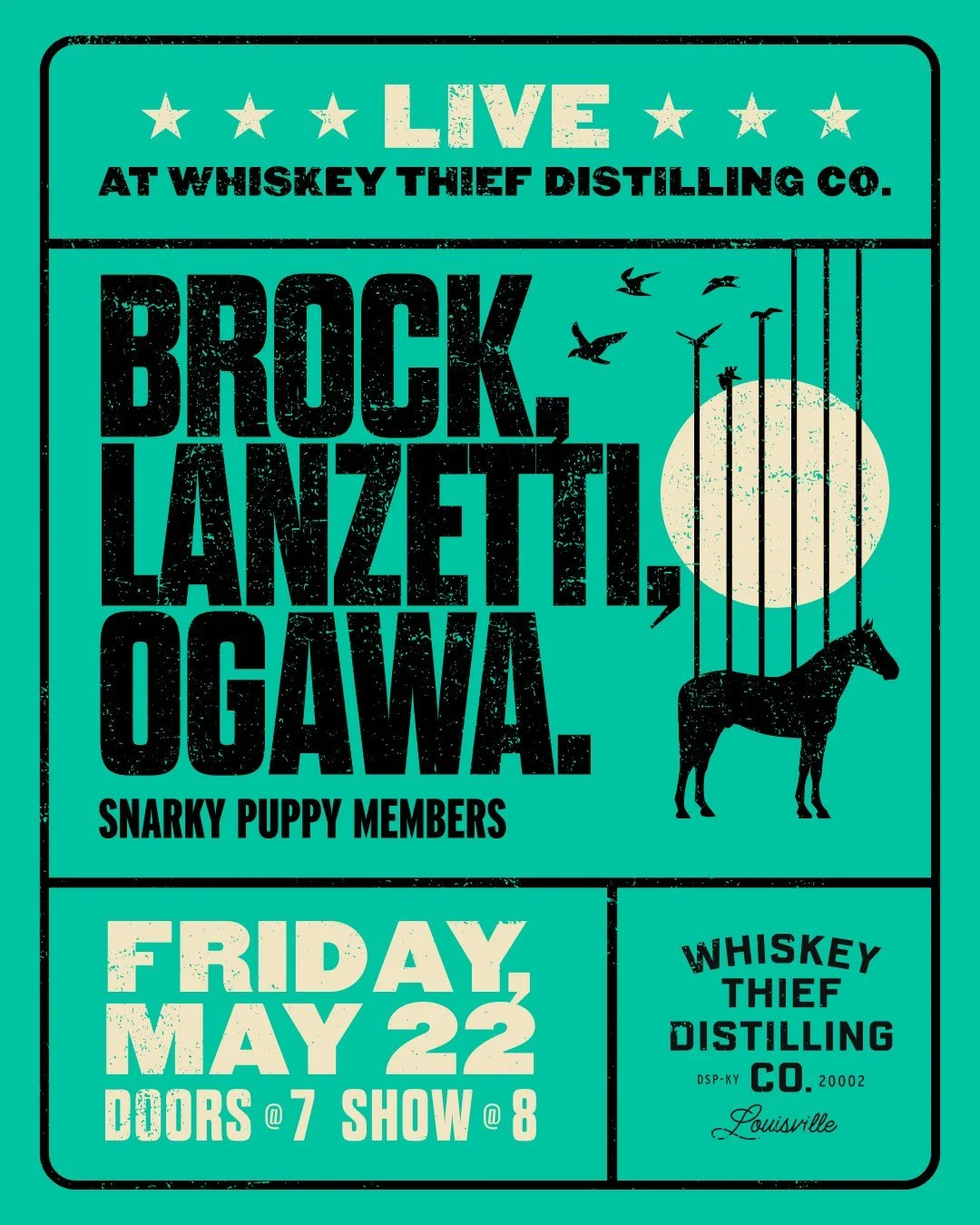 Head to @whiskeythiefdistilling on Friday, May 22 for an unforgettable evening with Brock, Lanzetti, Ogawa bringing boundary-pushing sound and an incredible live performance to NuLu.

🕖 Doors open at 7 PM
🎵 Show starts at 8 PM
🎟 Tickets are $25
🚗