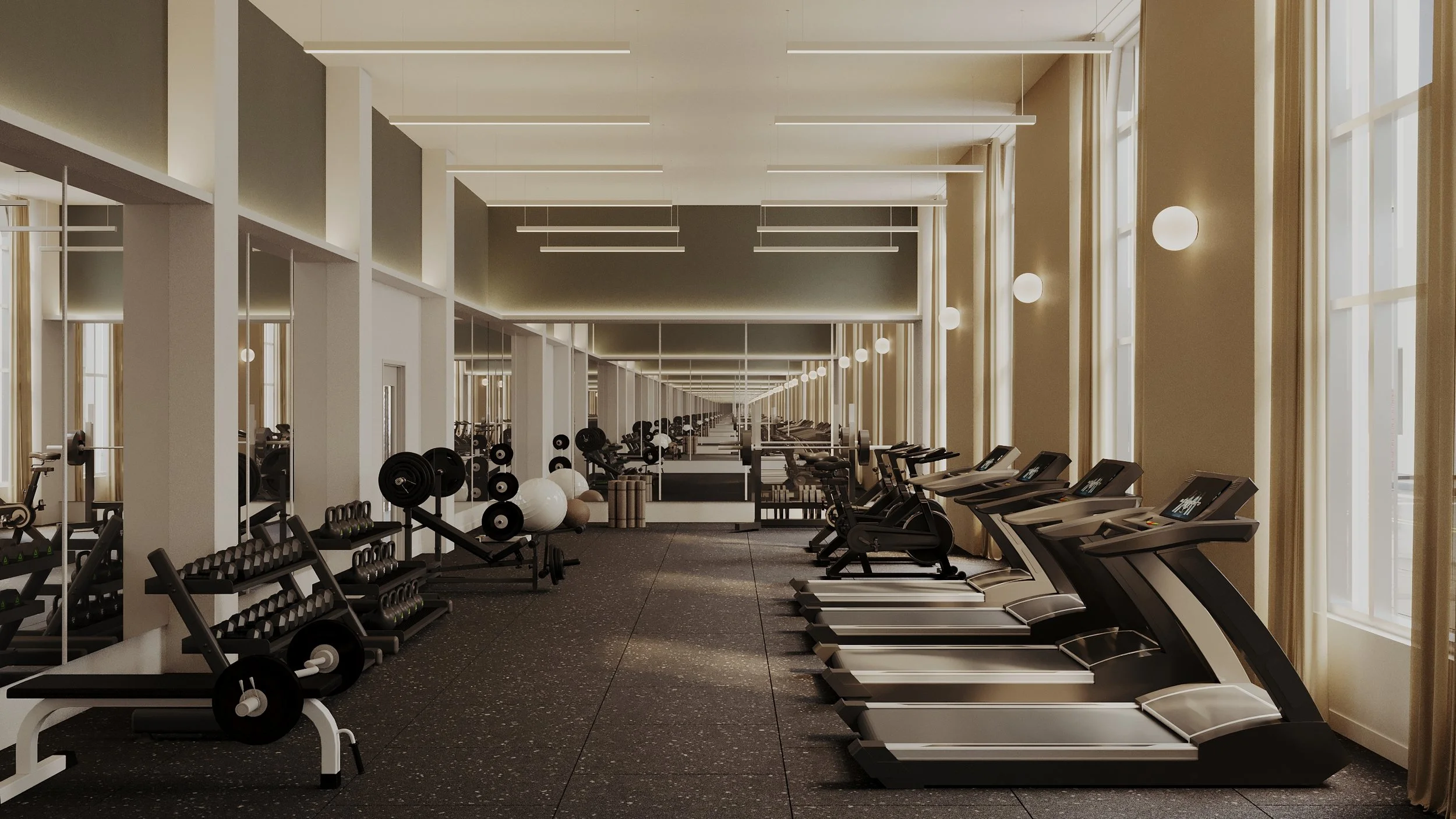 A top-of-the-line gym located within the building is available to all residents.