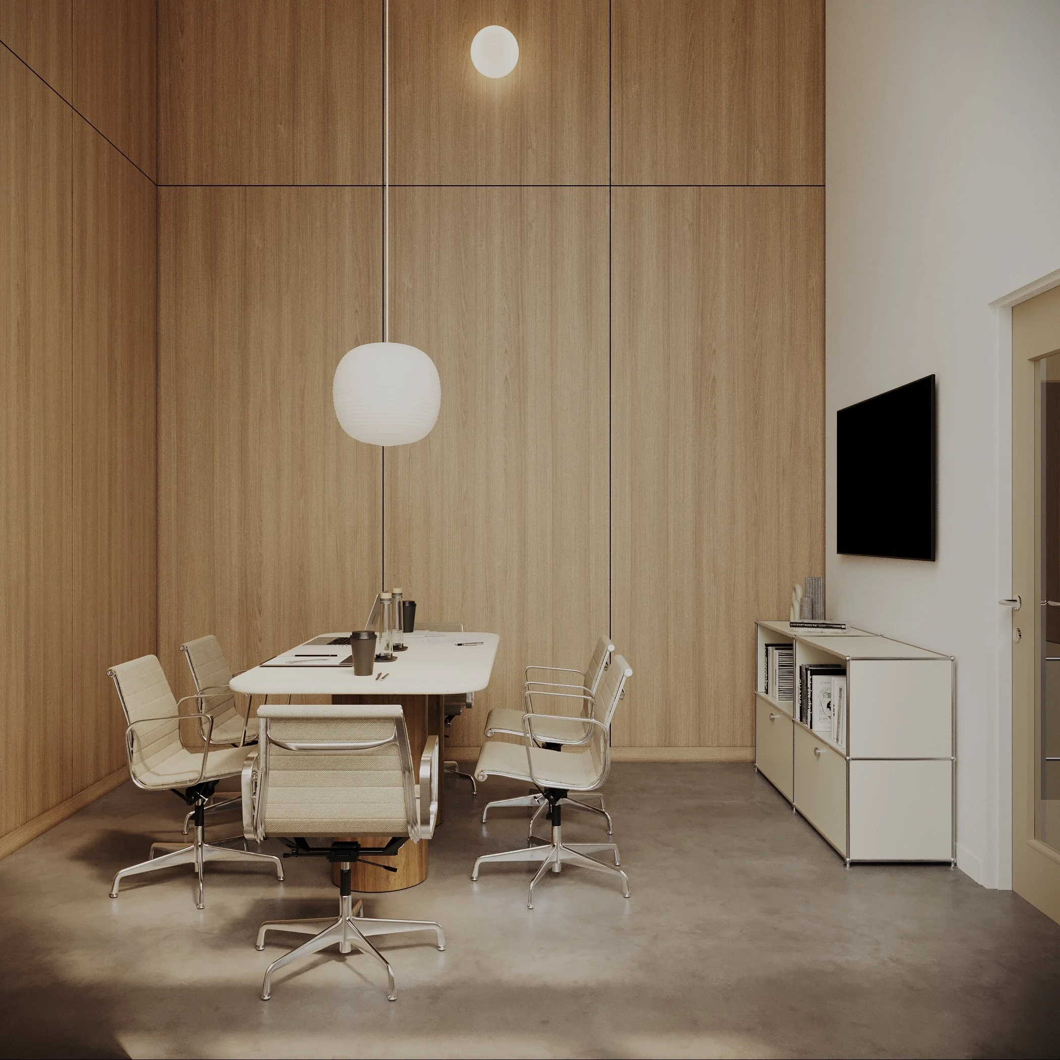 A modern conference room is available to all residents to use as a co-working space. It's a great amenity especailly for those who work from home..