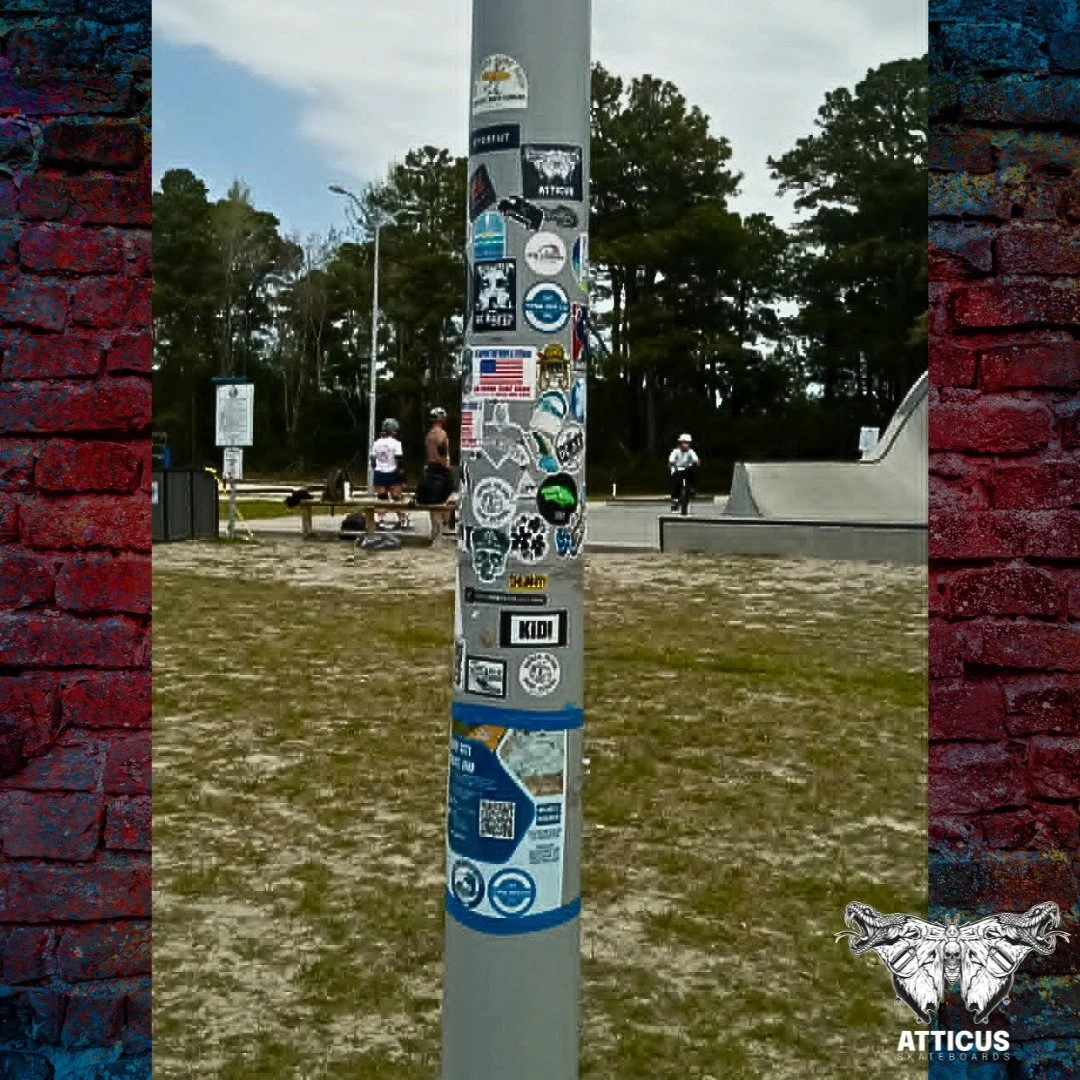 Atticus Sighting: Surf City, NC 
One of the fam dropped this at the park&hellip;
and that&rsquo;s what Atticus is about.
Not just us. All of us.

#AtticusFam #StickersInTheWild #SurfCityNC #skateboarding #skatepark #skateboard