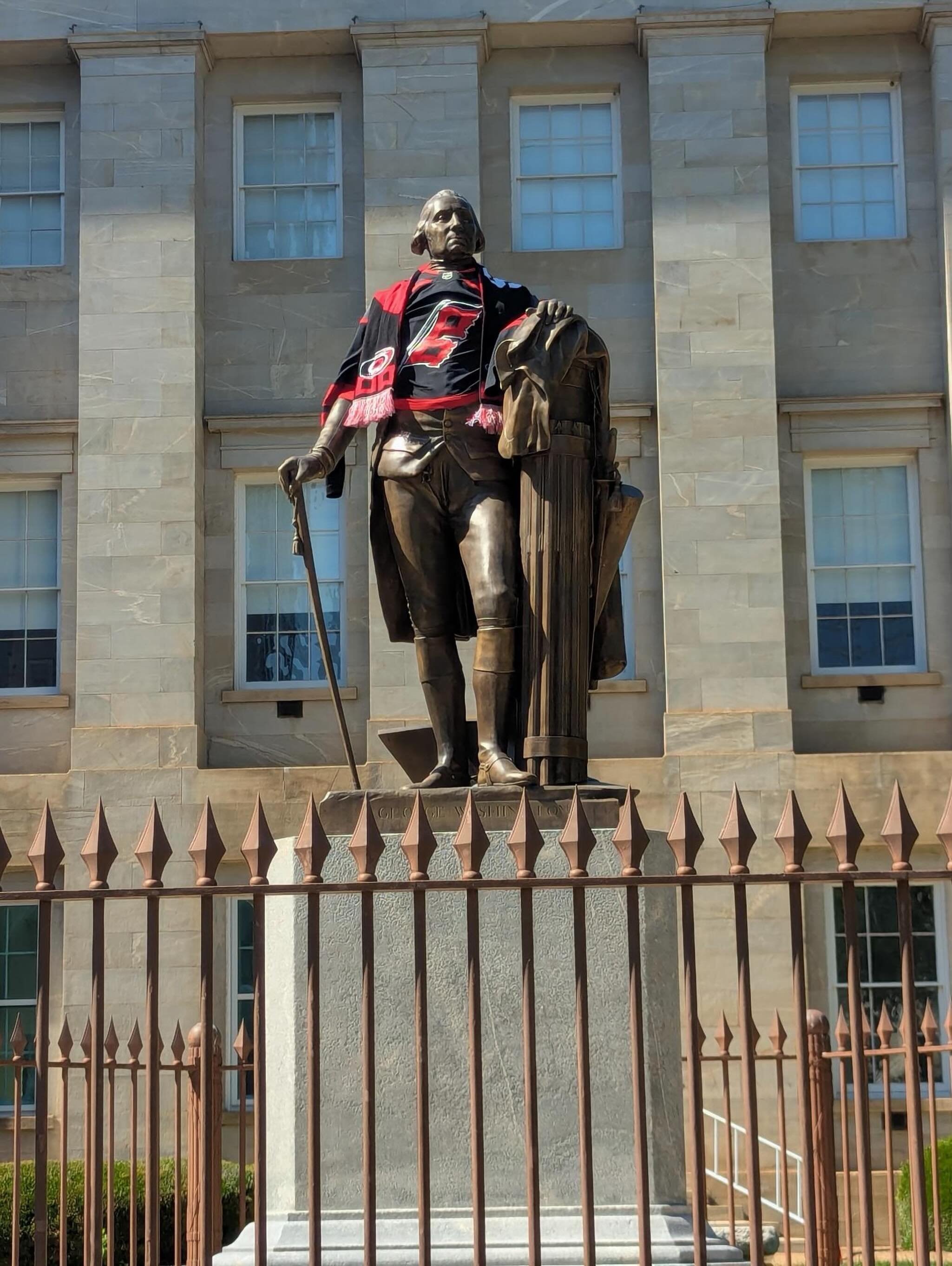Folks across the state are cheering for the Carolina Hurricanes tonight, including one of our founding fathers! Good luck to the Canes in the Stanley Cup Finals. Let&rsquo;s bring it home! ❤️🖤