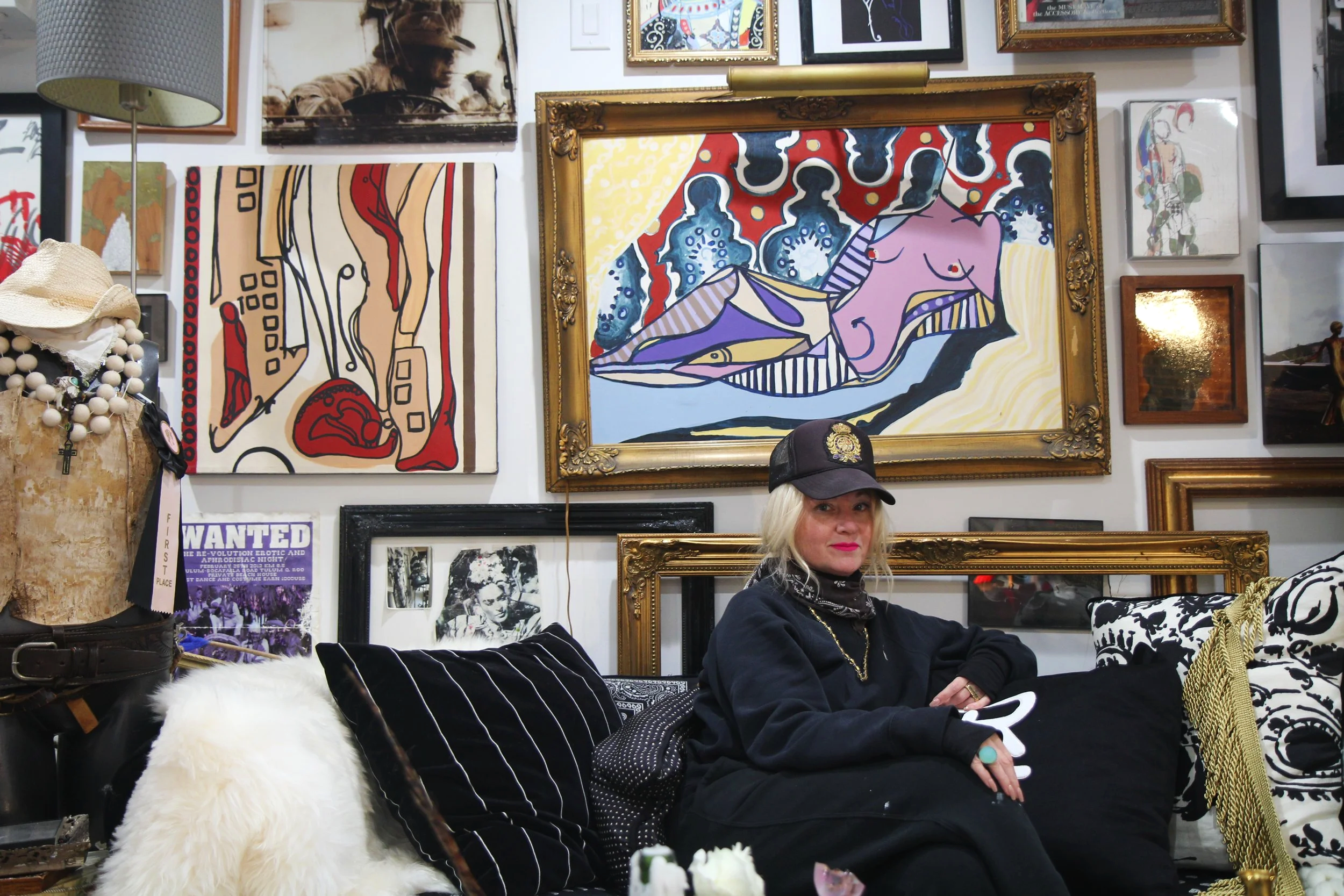 Artist Josana "Josi" Blue in her home studio in Bushwick. Dec 2025.