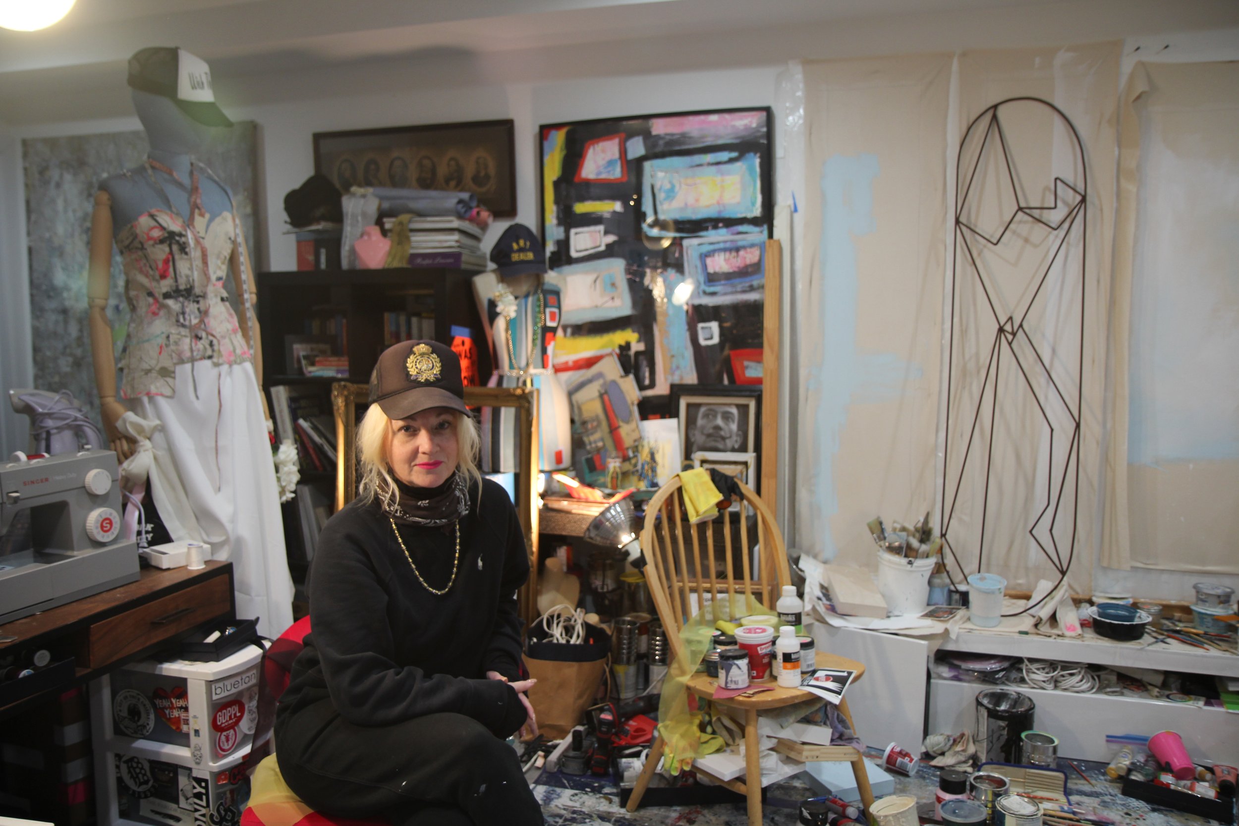 Artist Josana "Josi" Blue in her home studio in Bushwick. Dec 2025.