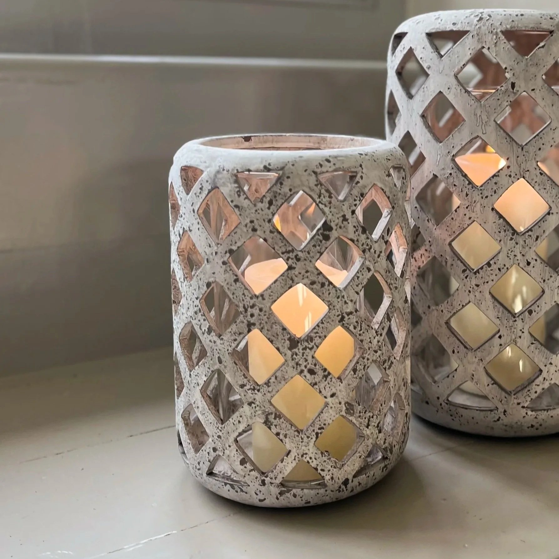 Isola Medium Stone Hurricane Lantern Gift