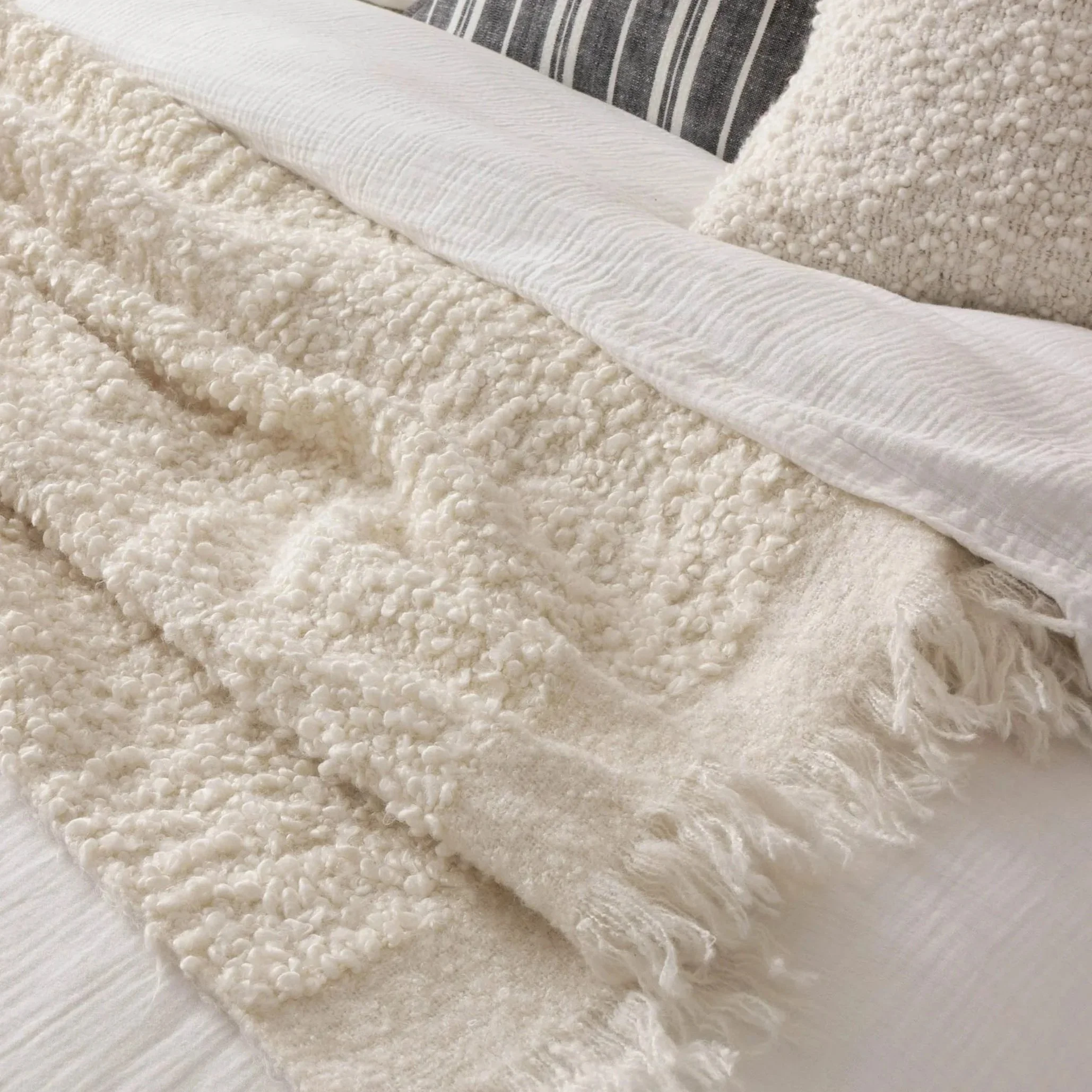 Ulsmere Bouclé Ecru Throw 130 cm x 180 cm Gift