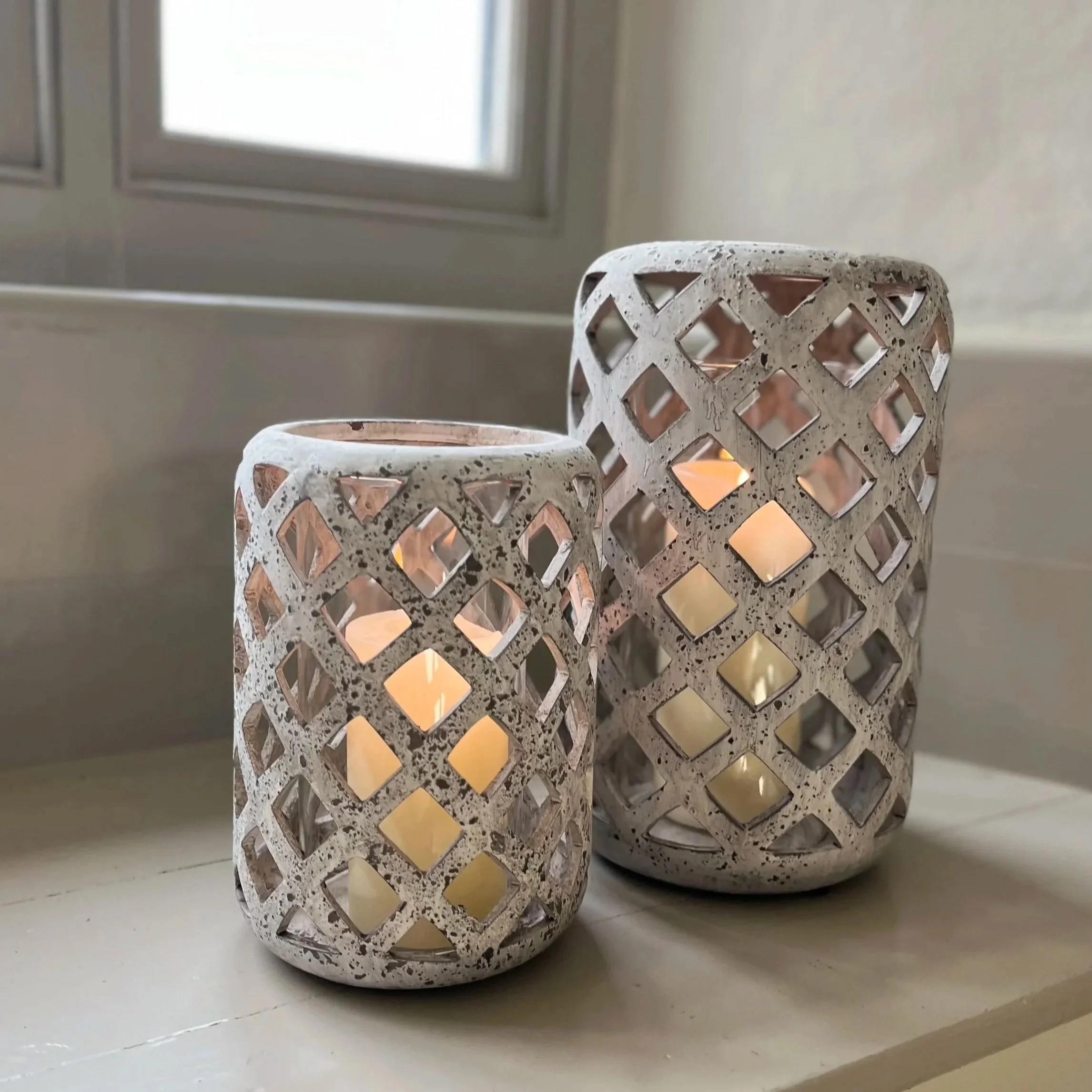 Isola Stone Large Hurricane Lantern