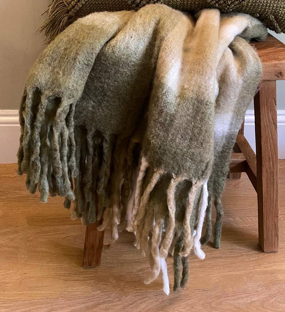 Liora Olive Plaid Throw 130 cm  x 170 cm