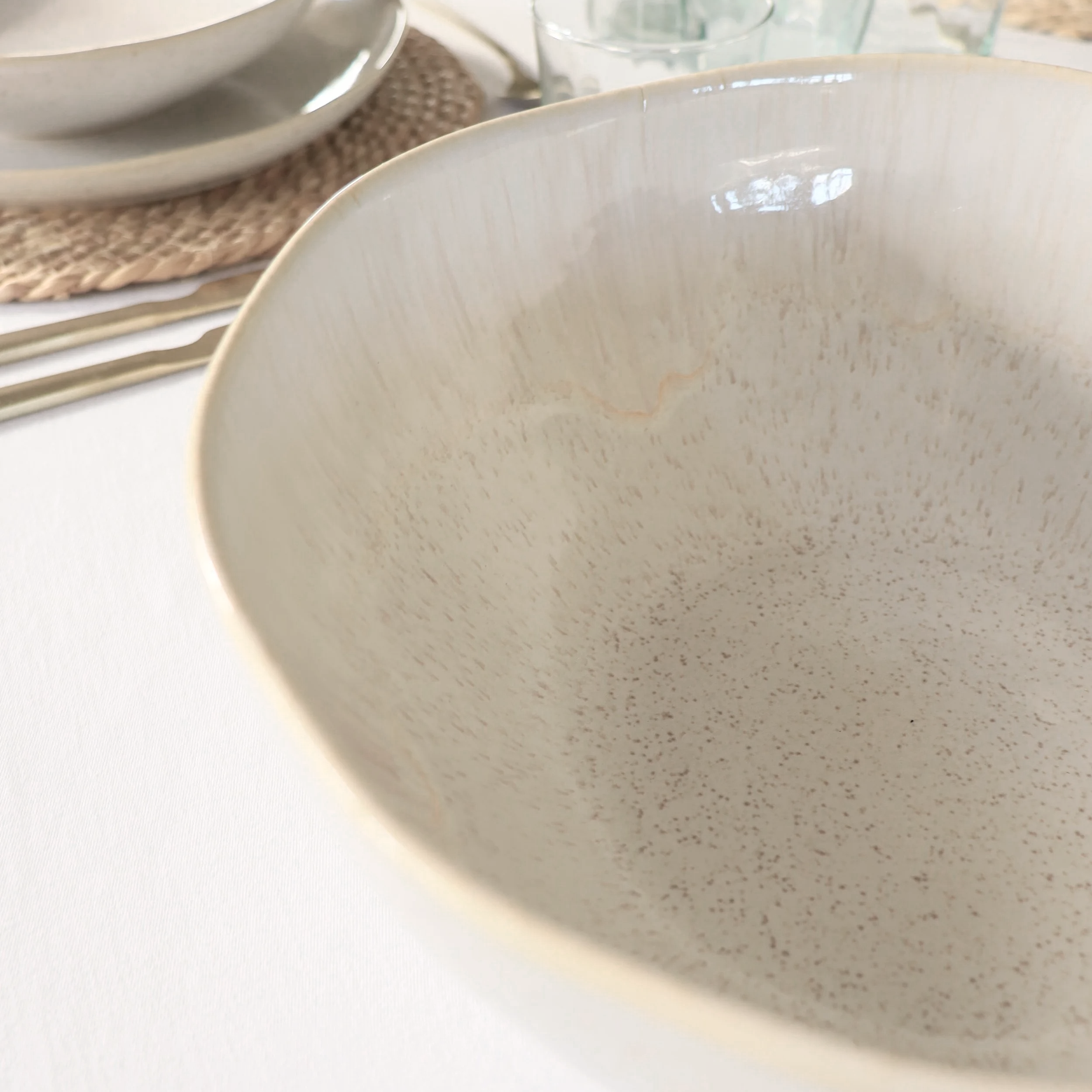 Eivissa Sand Beige Serving Bowl 28cm