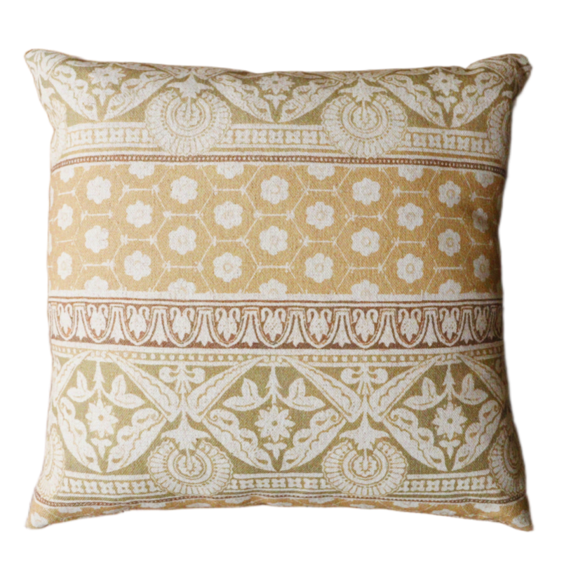 Manjul Ochre Linen Cushion  50 cm x 50 cm
