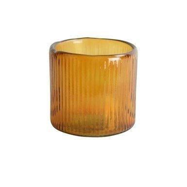 Small Amber Ribbed Glass Hurricane
