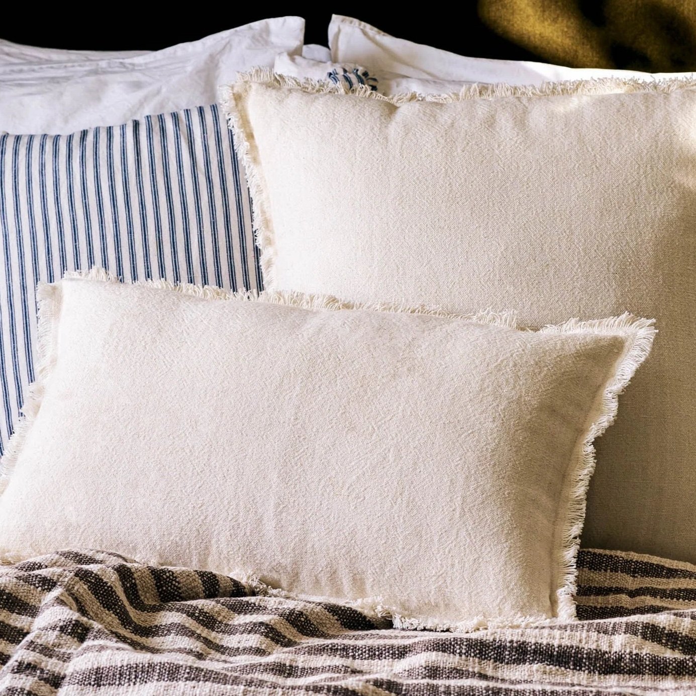Calin Ivory Linen Blend Cushion 30cm x 50cm