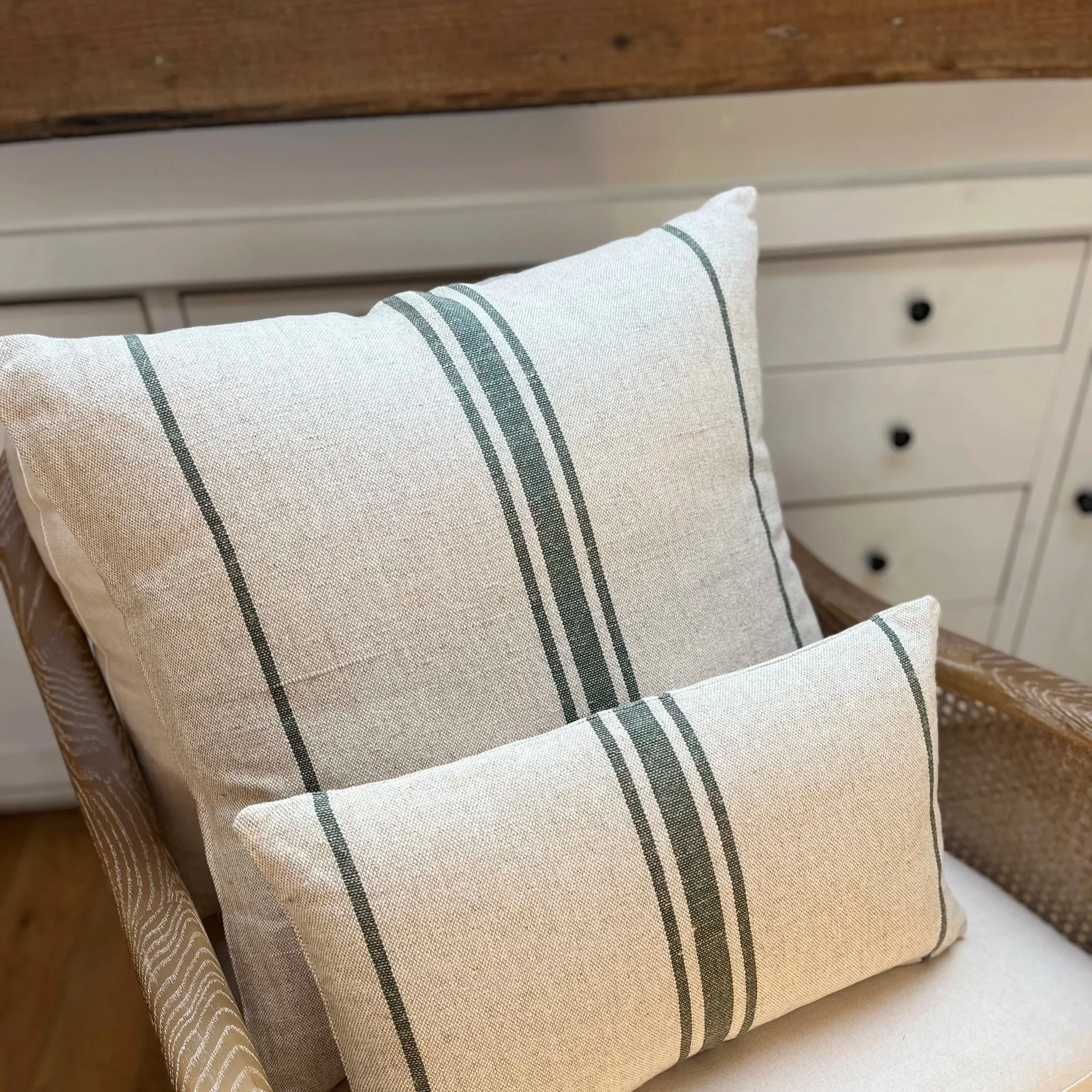 Aere Forest Green Stripe Cushion 60cm x 60cm