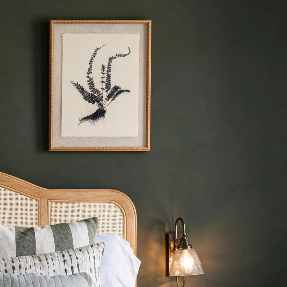 Asplenium Fern Botanical Linen Framed Print