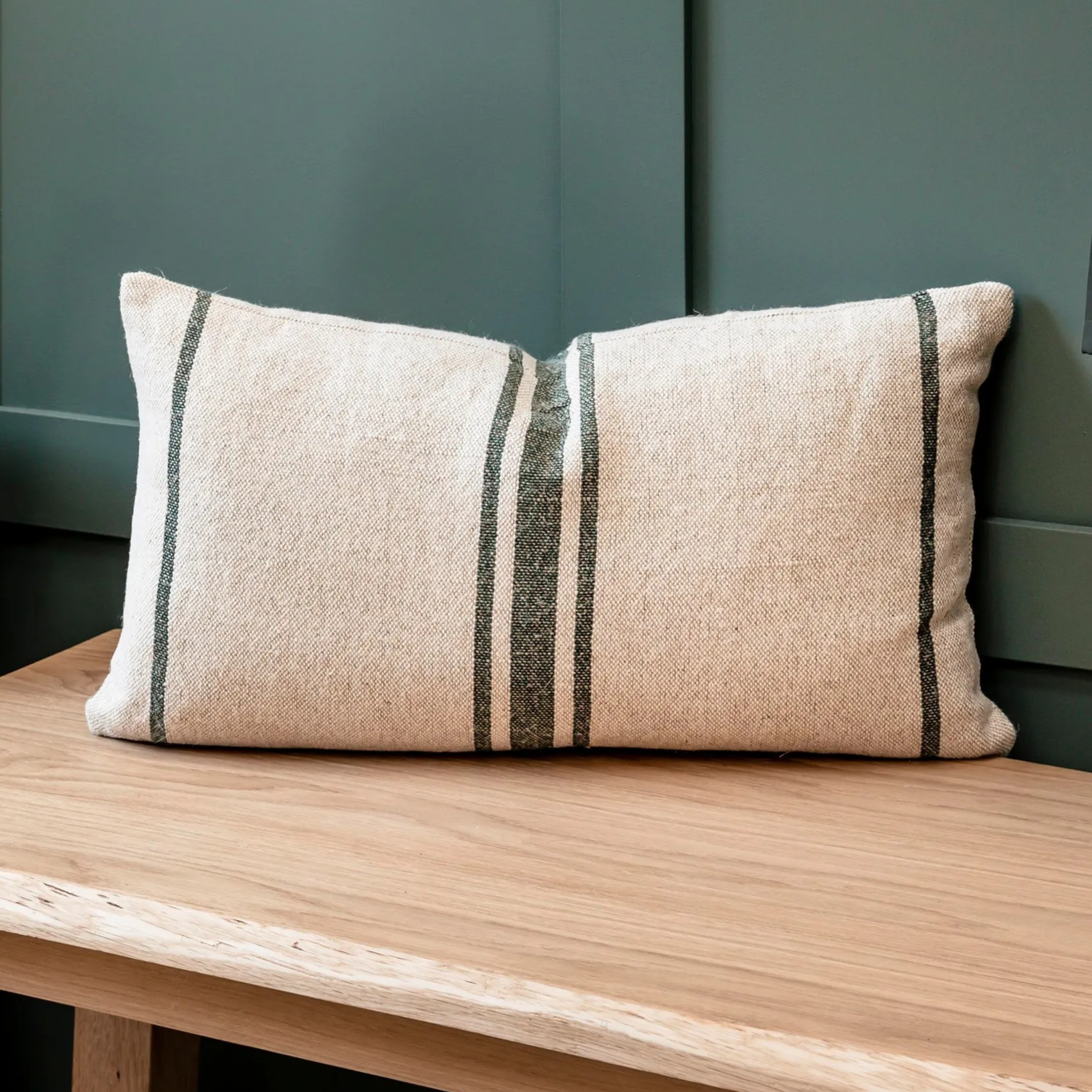 Aere Forest Green Stripe Cushion 30cm x 50cm