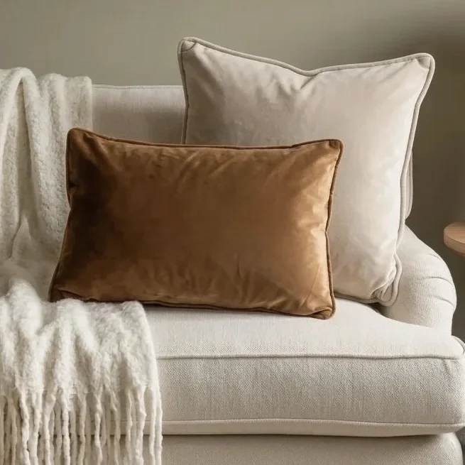 Caramel Brown Velvet Cushion 30 cm x 50cm