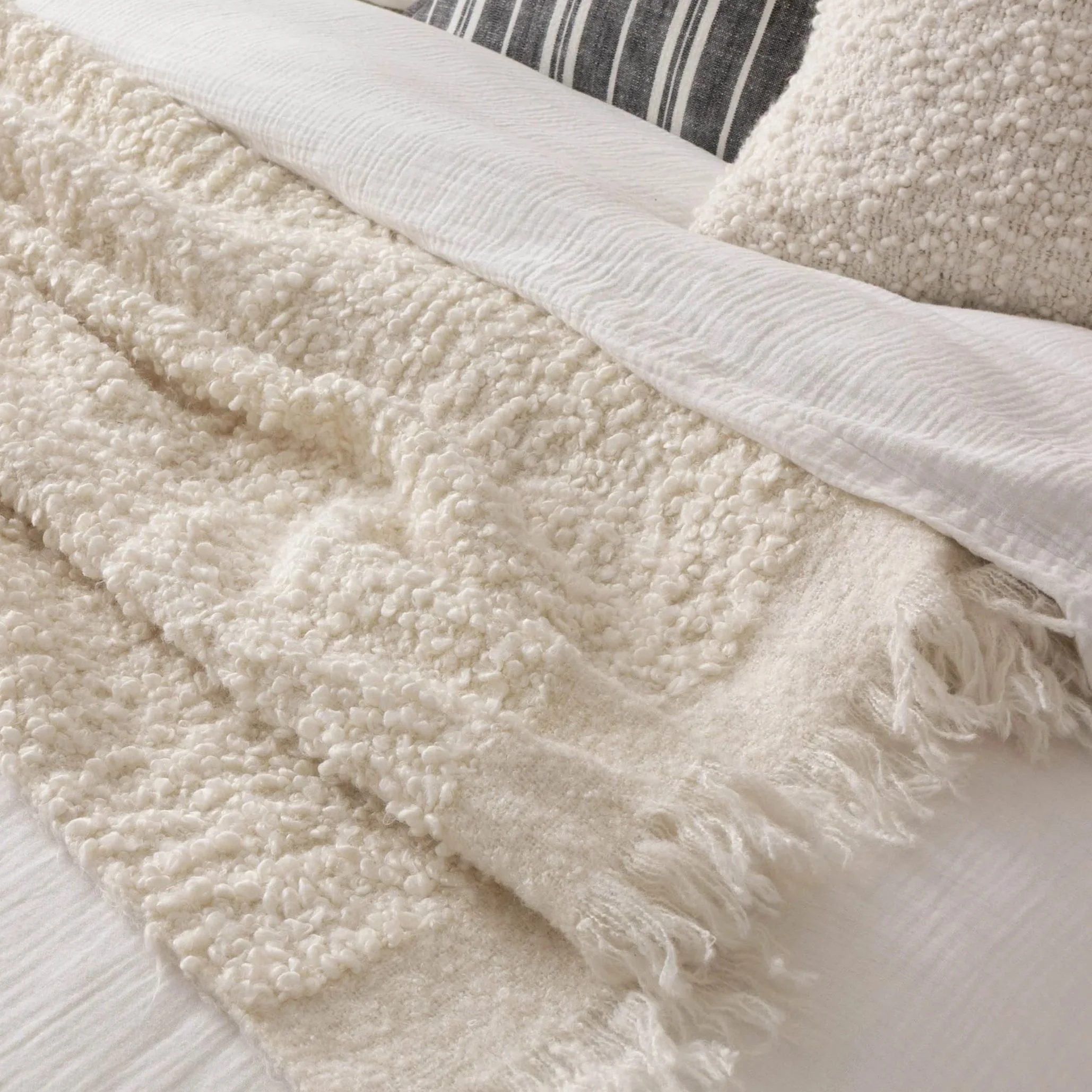 Ulsmere Bouclé Ecru Throw 130 cm x 180 cm
