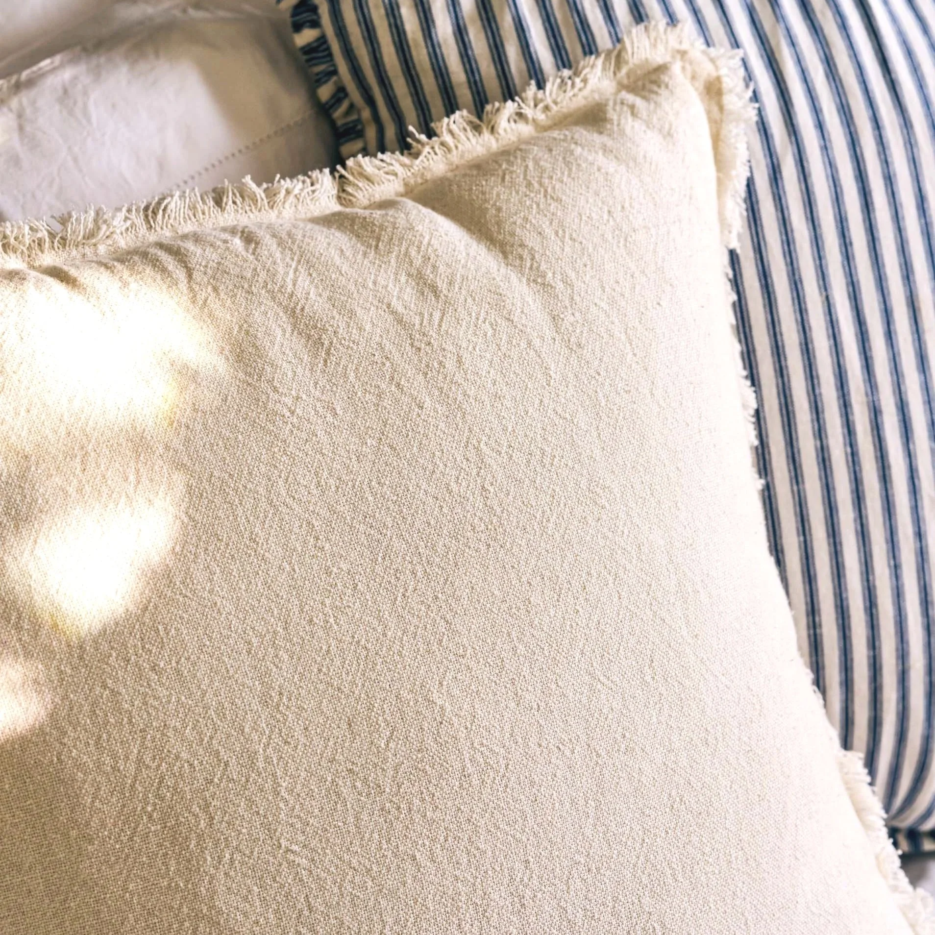 Calin Ivory Linen Blend Cushion 50cm x 50cm