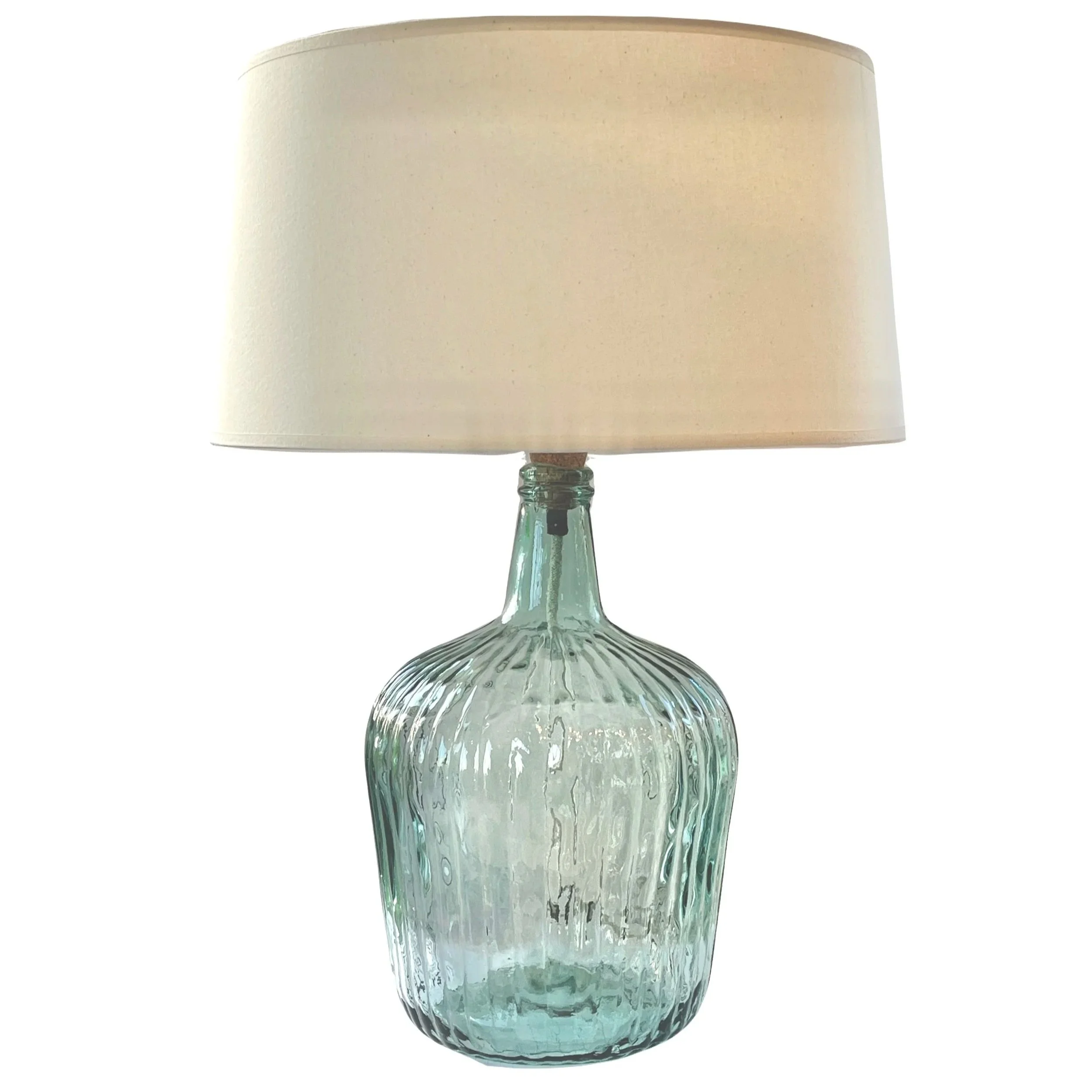 Recycled Glass Ripple Table Lamp Natural Shade