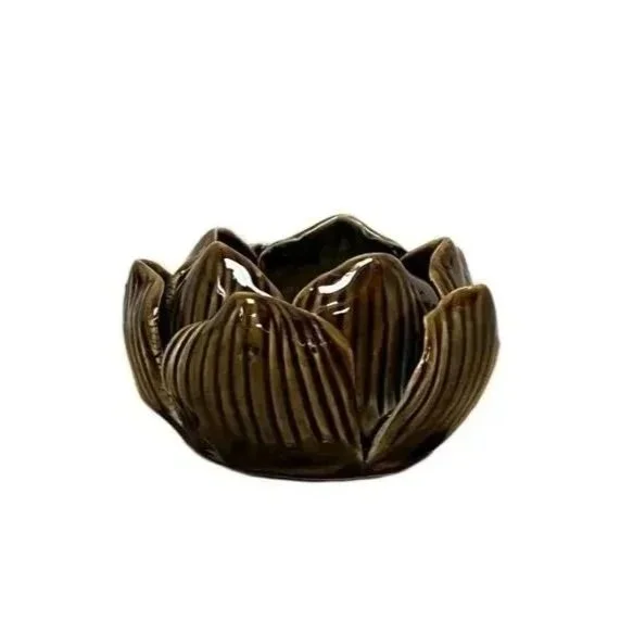 Lotus Leaf  Tealight Holder Burnt Olive