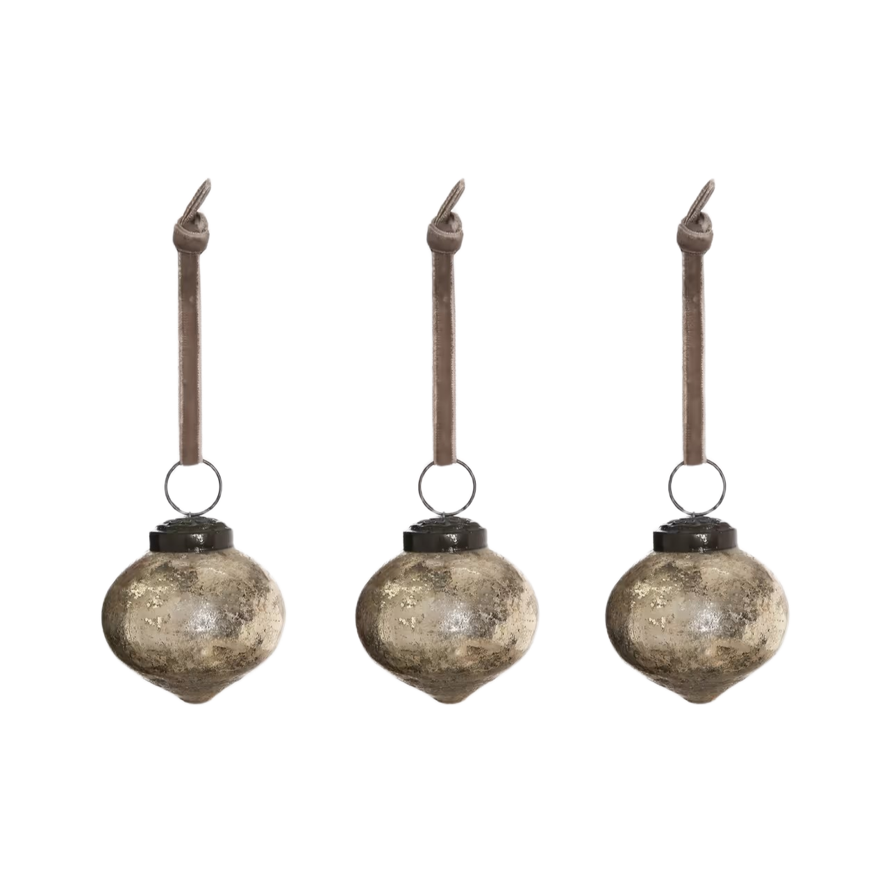 Mini Drop Set of 6 Antique Truffle Baubles