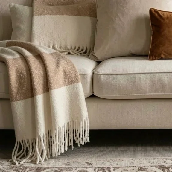 Lior Soft Natural Stripe Throw 130 cm x 170 cm