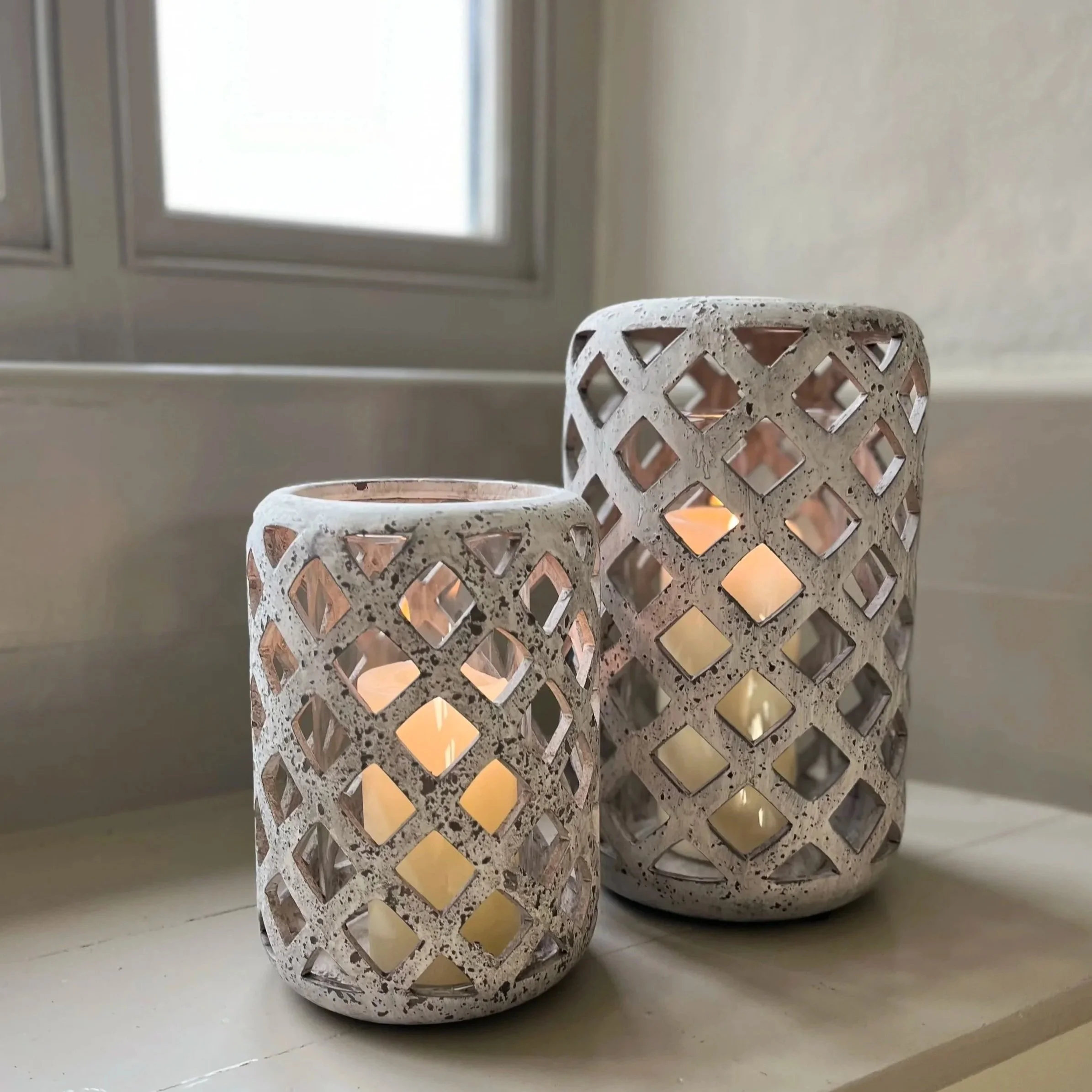 Isola Stone Medium Hurricane Lantern