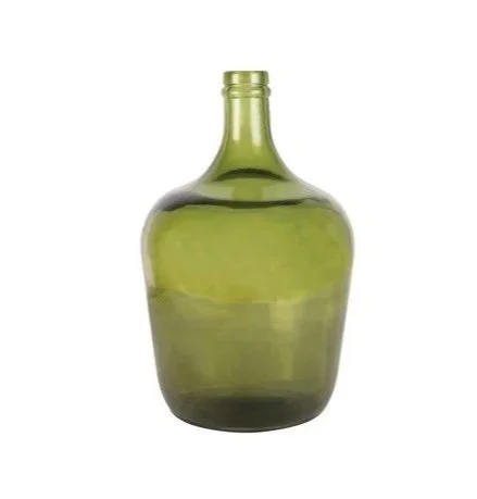 Olive Green Recycled Glass Demijohn Vase 30 cm x 15 cm