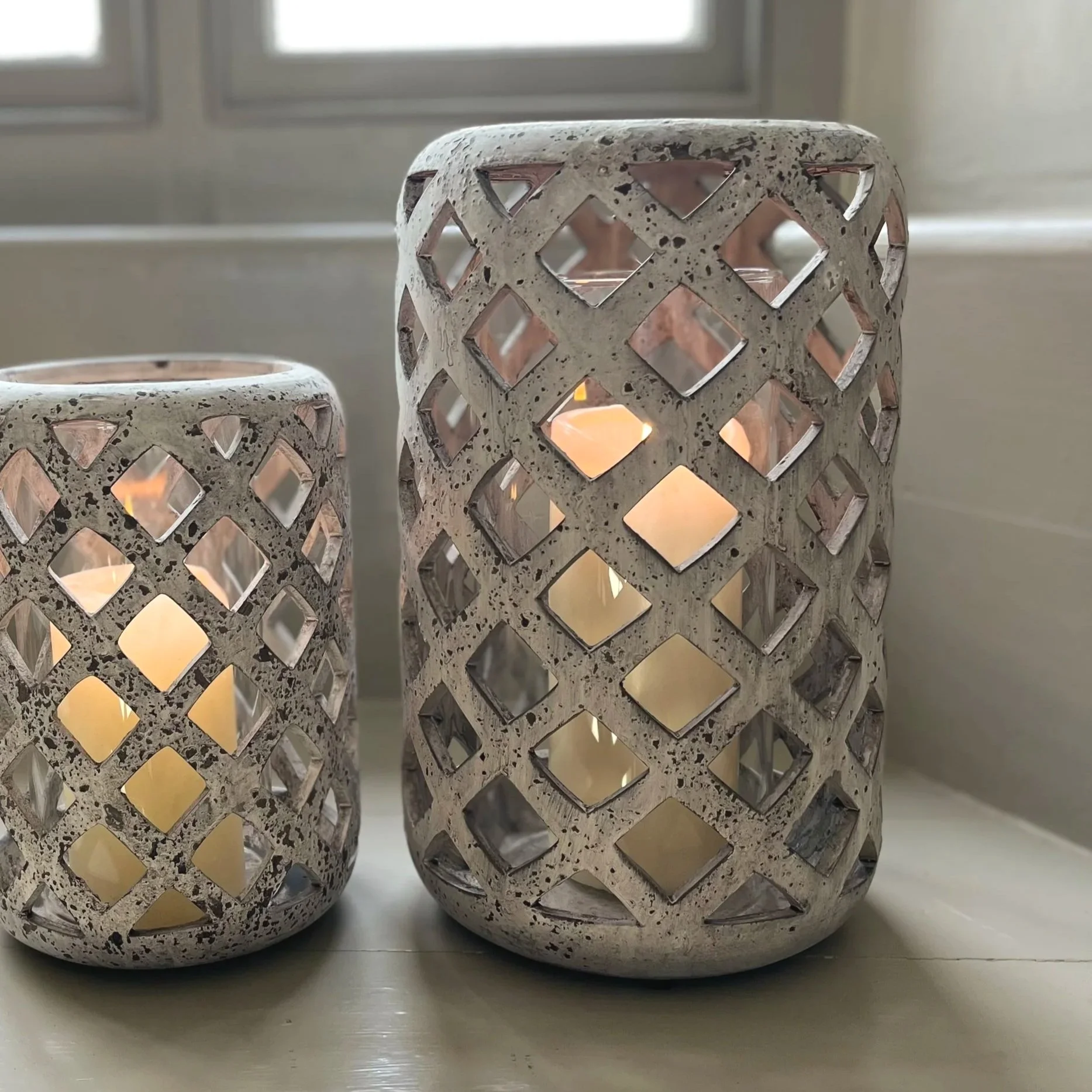 Isola Large Stone Hurricane Lantern Gift