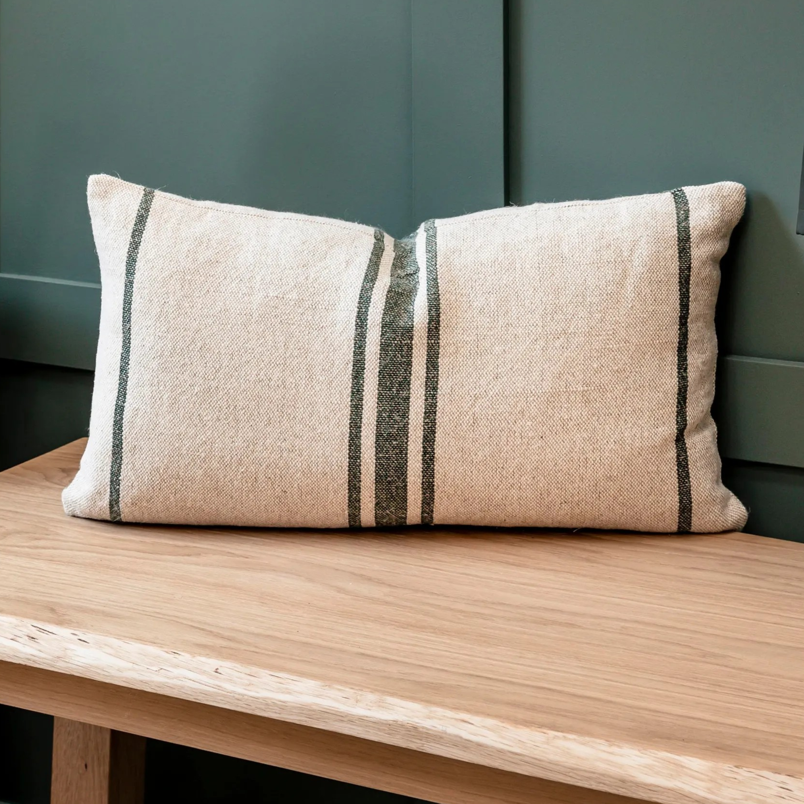 Aere Forest Green Stripe Cushion 30cm x 50cm Gift