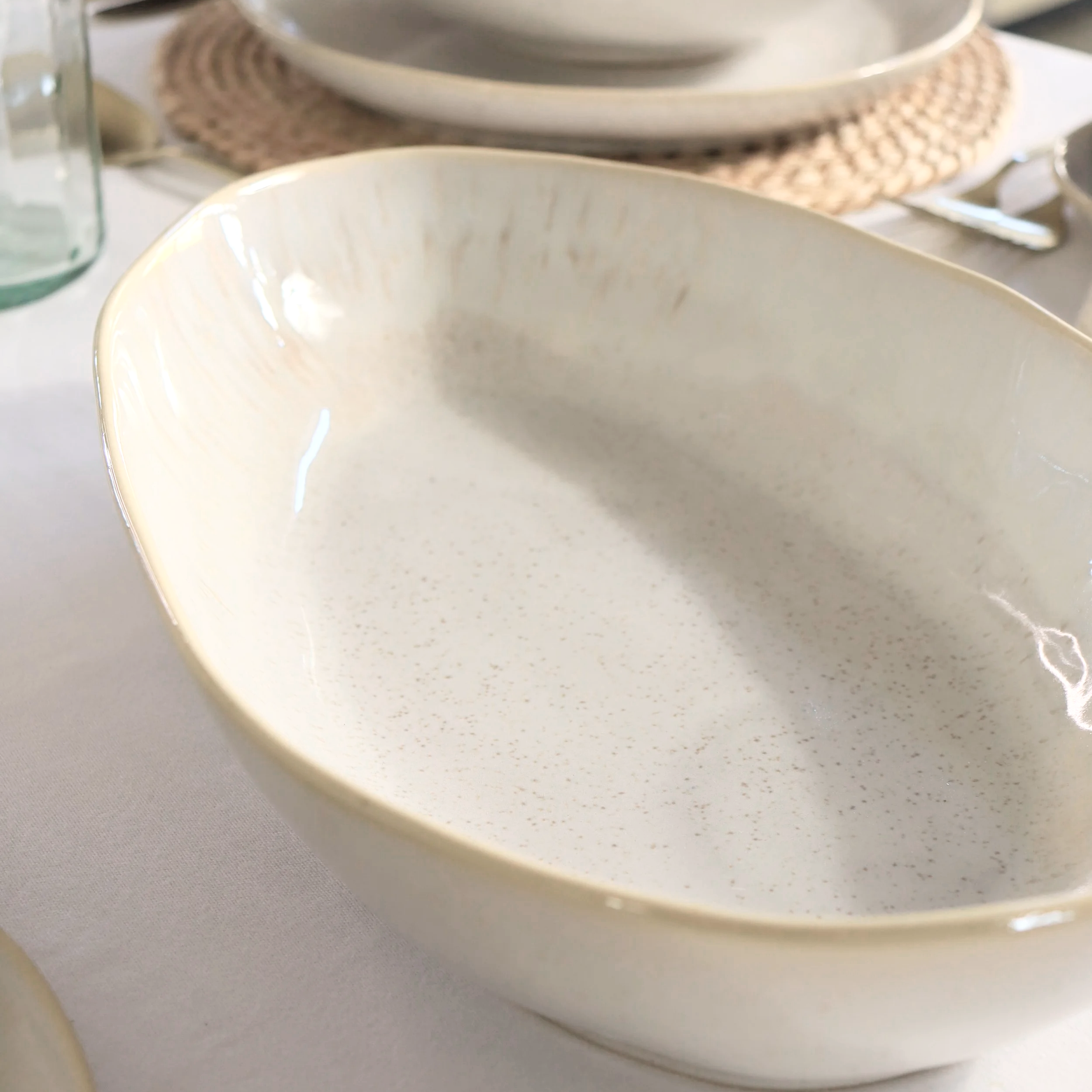 Eivissa Sand Beige Oval Dish 36cm