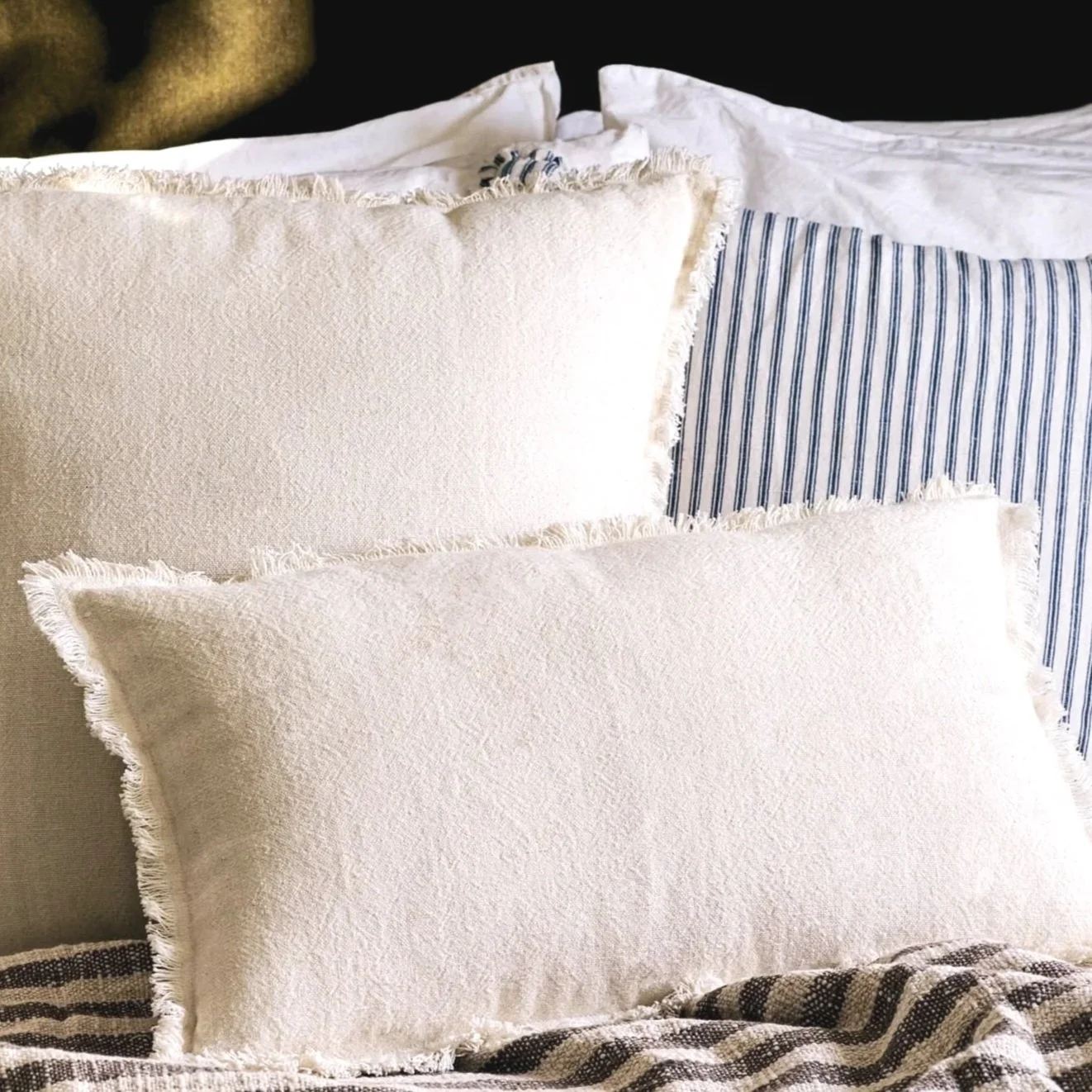 Calin Ivory Linen Blend Cushion 30cm x 50cm